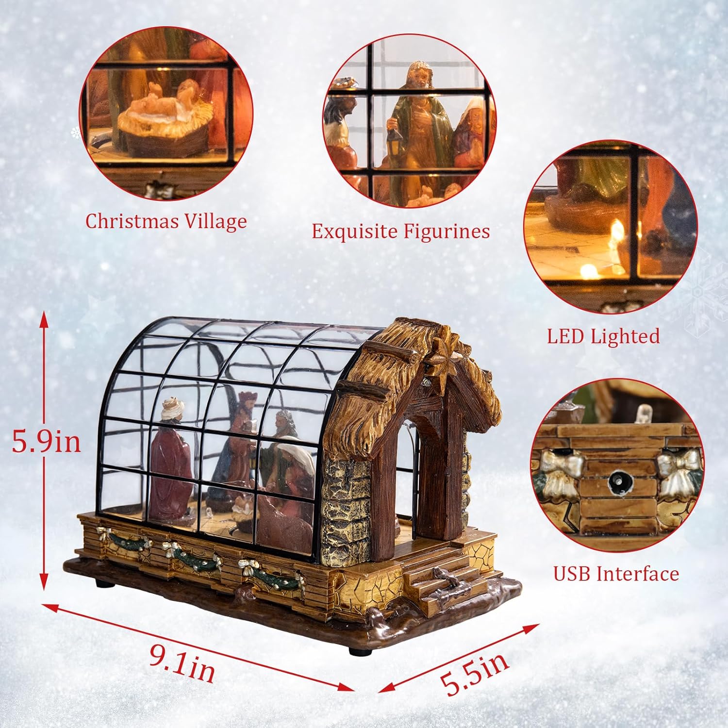 VCUTEKA Christmas Village Collectible Building with LED Lights and Music