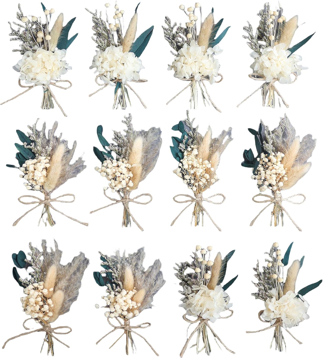 Xins Convey Mini Dried Flower Bouquet Set 12pcs White