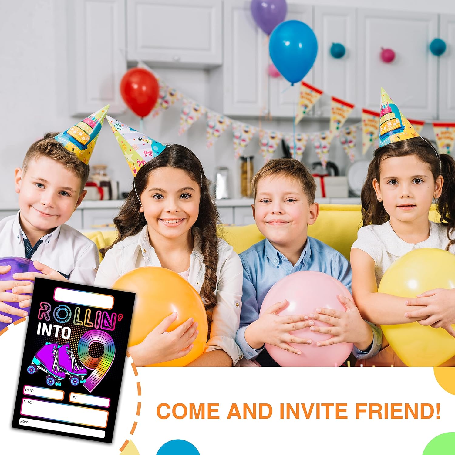 DETIHO 4x6 Roller Skating Birthday Invitations 20 Sets