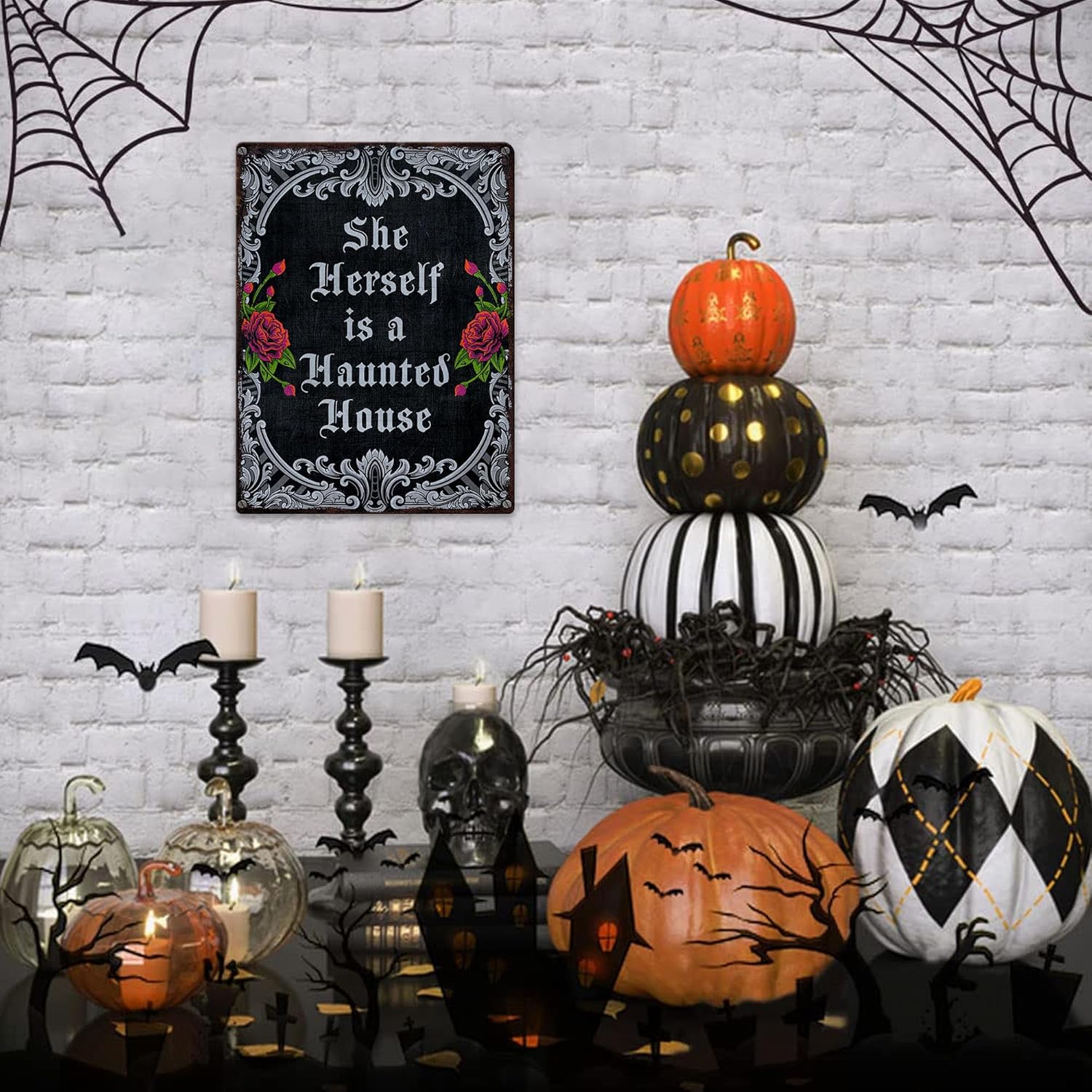 Halloween Witches House Rules Metal Tin Sign 12x16 Inches