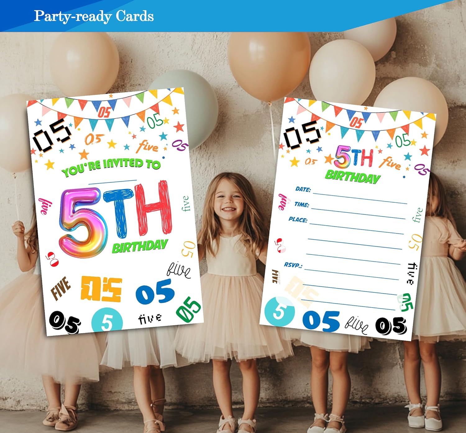 5th Birthday Invitations 4x6 Inches 30 Sets