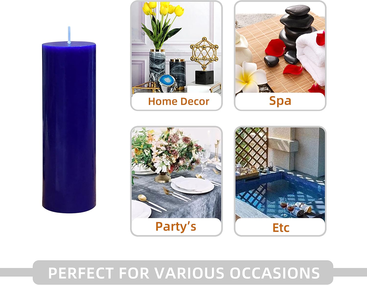 6 Inch Blue Pillar Candle for Home Dcor