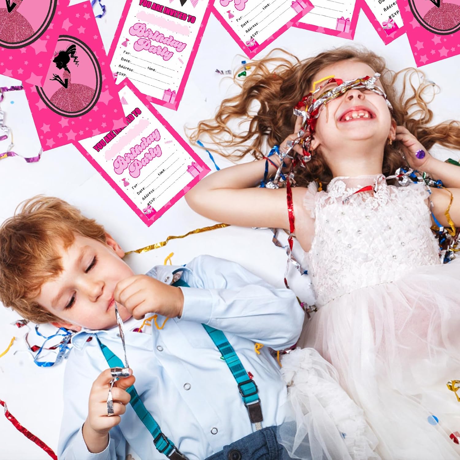 30 Pack Pink Birthday Invites for Girls with Envelopes and Stickers
