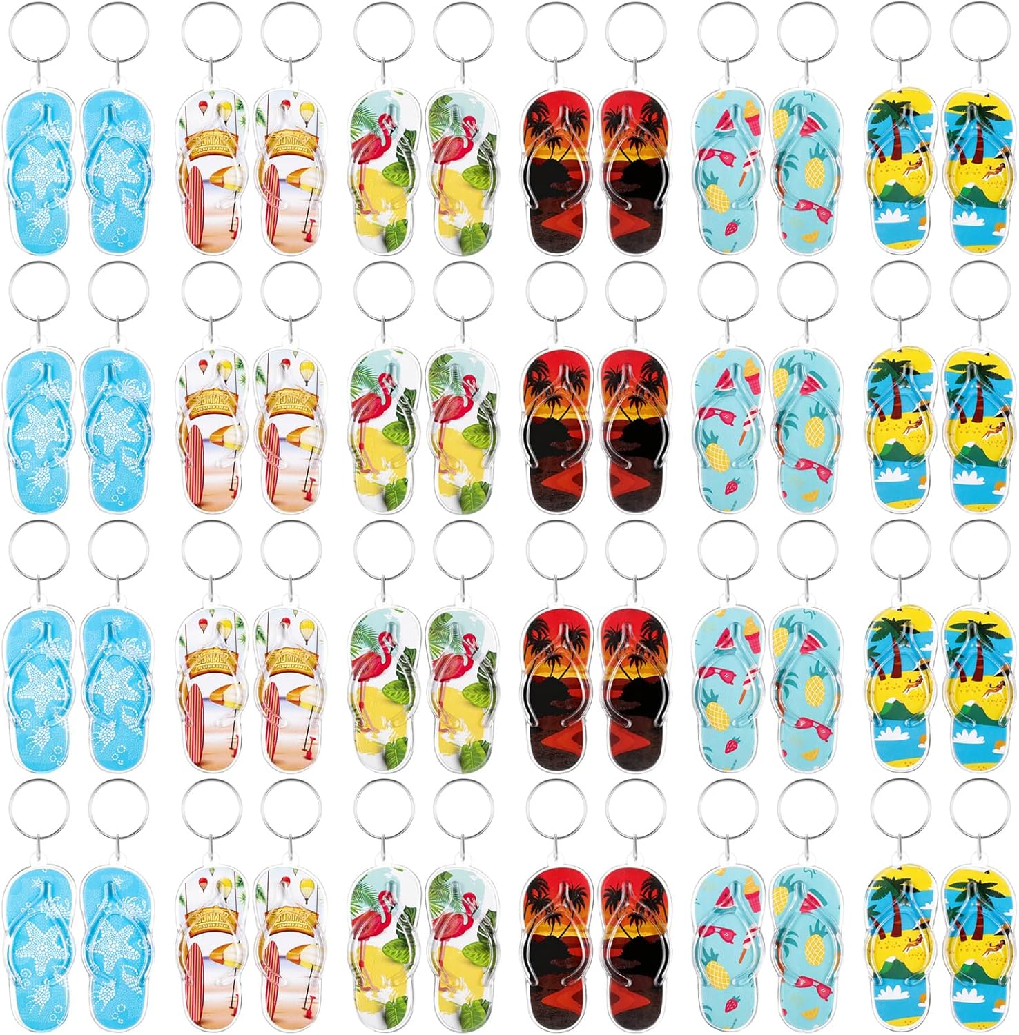 48 Packs Flip Flop Keychains Summer Party Favor