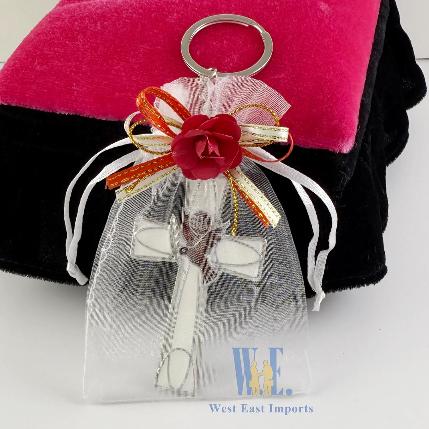 WE 12 Pcs Cross and Dove Key Ring Confirmation Favor