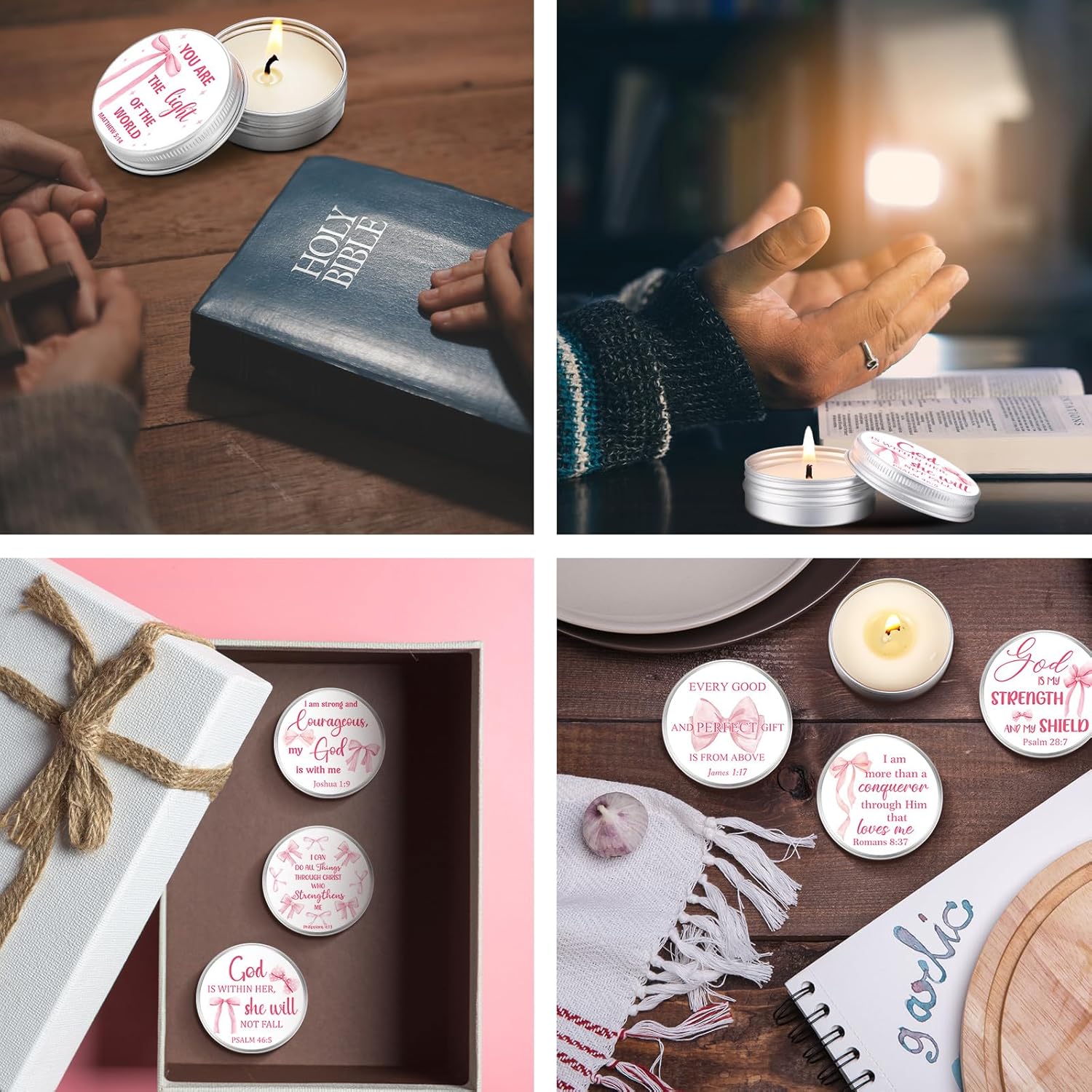 36 Bible Verse Scented Candle Tins with Lids