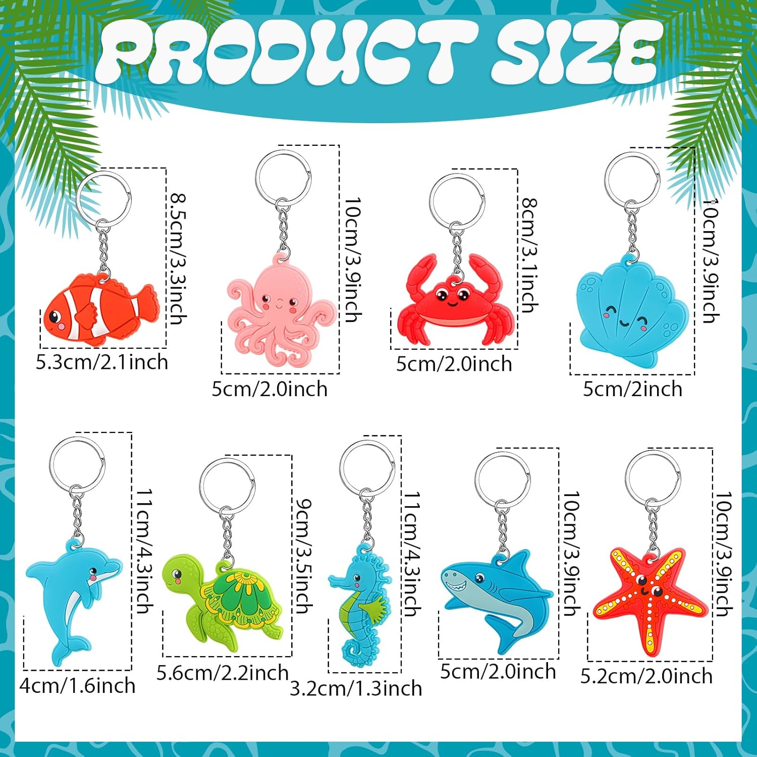Yinkin 36 Pcs Summer Party Keychains with 9 Styles