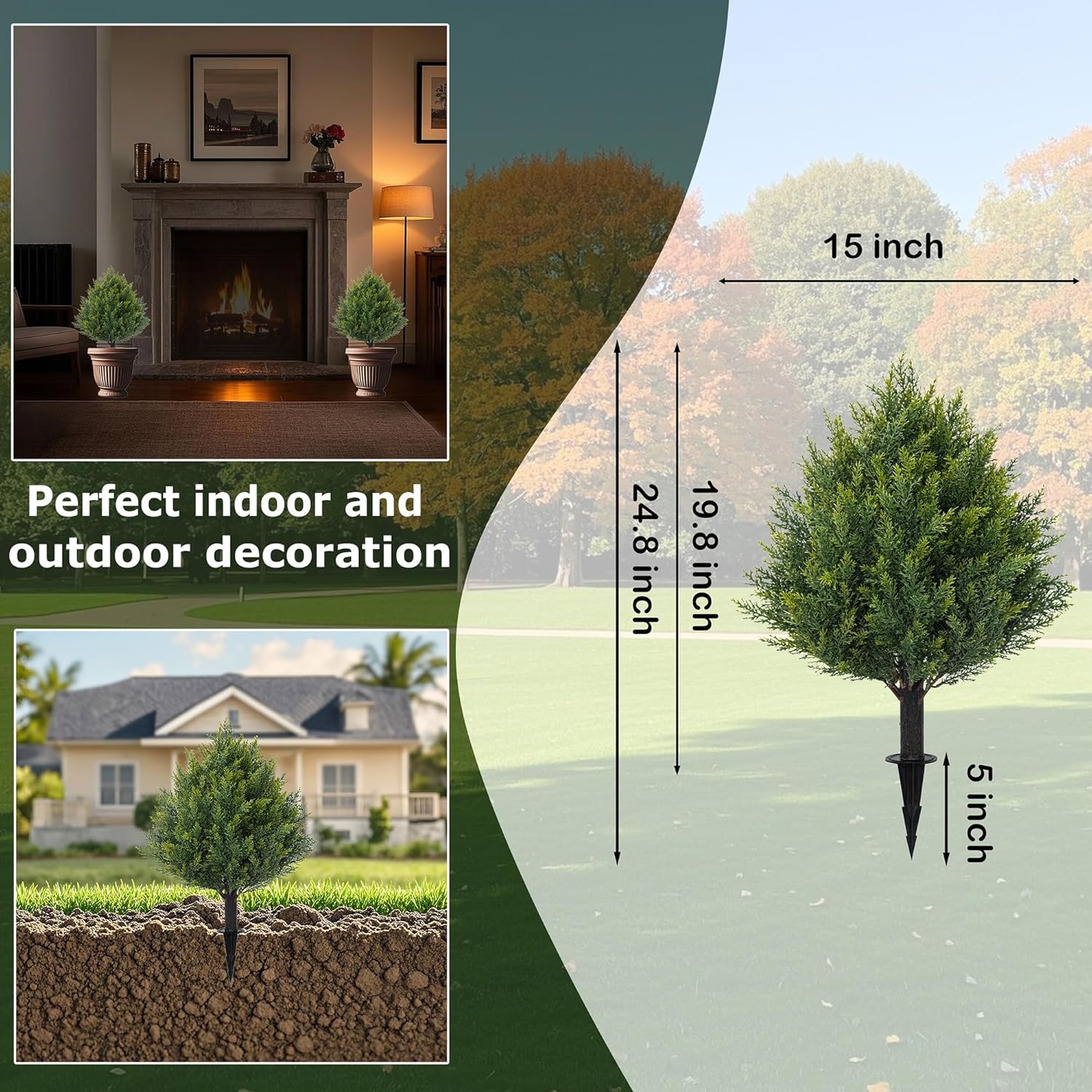 248 Inch Artificial Cedar Topiary Set of 2