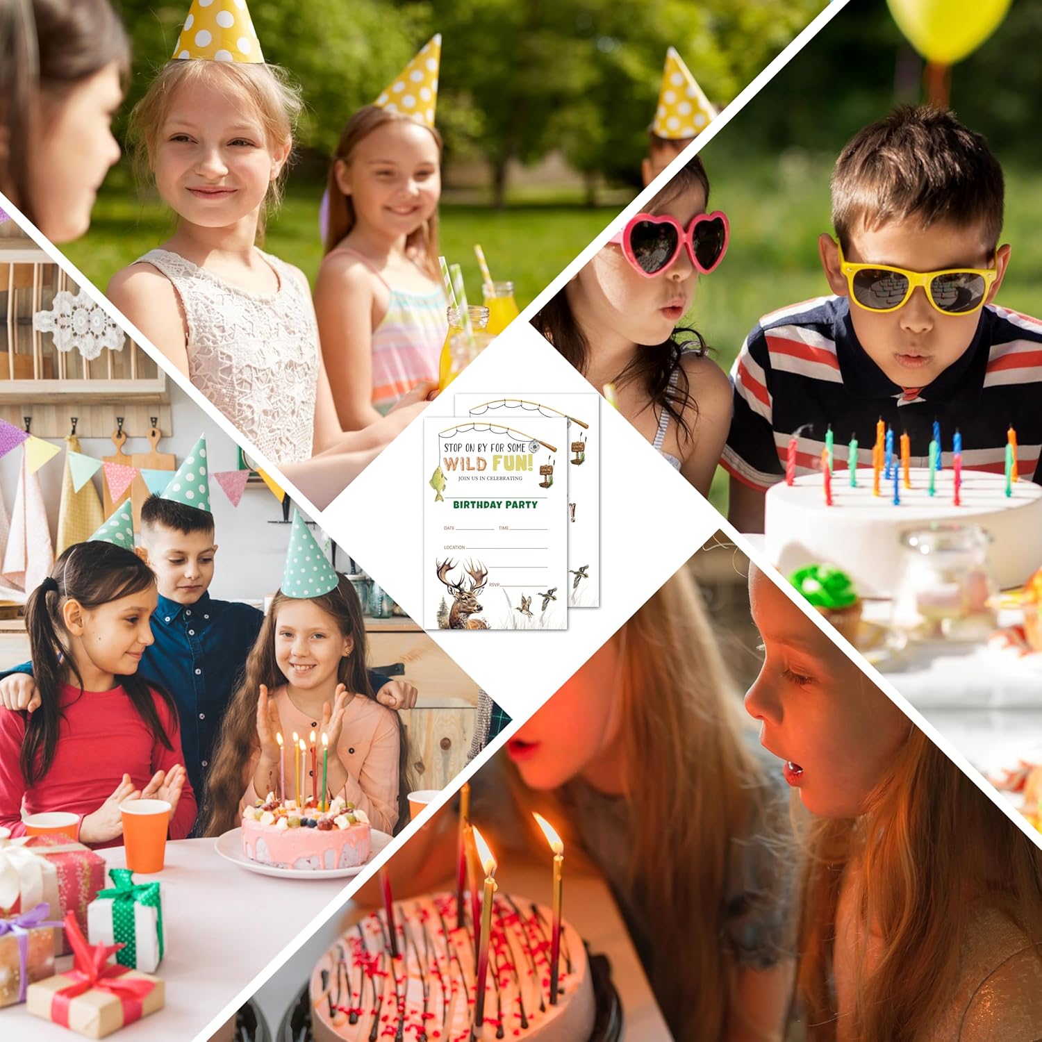 Wild Birthday Invitations Hunt Fishing Theme for Kids