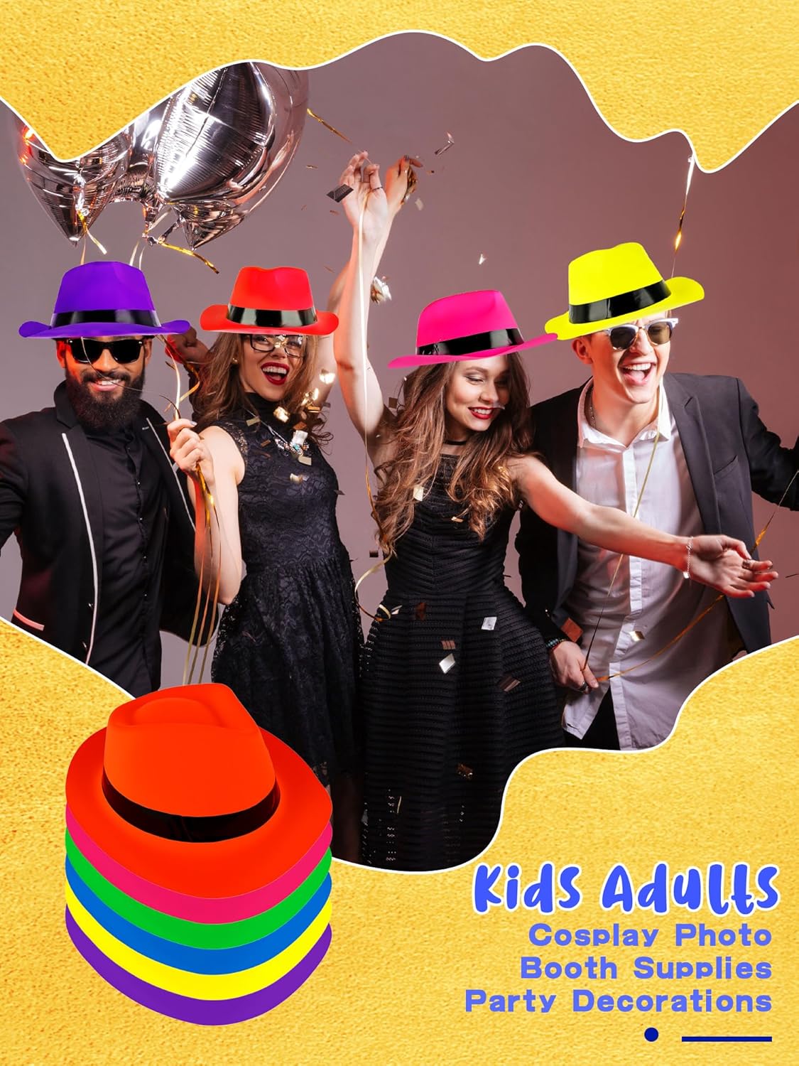 42 Pcs Neon Party Hats for Birthday Celebrations and Events