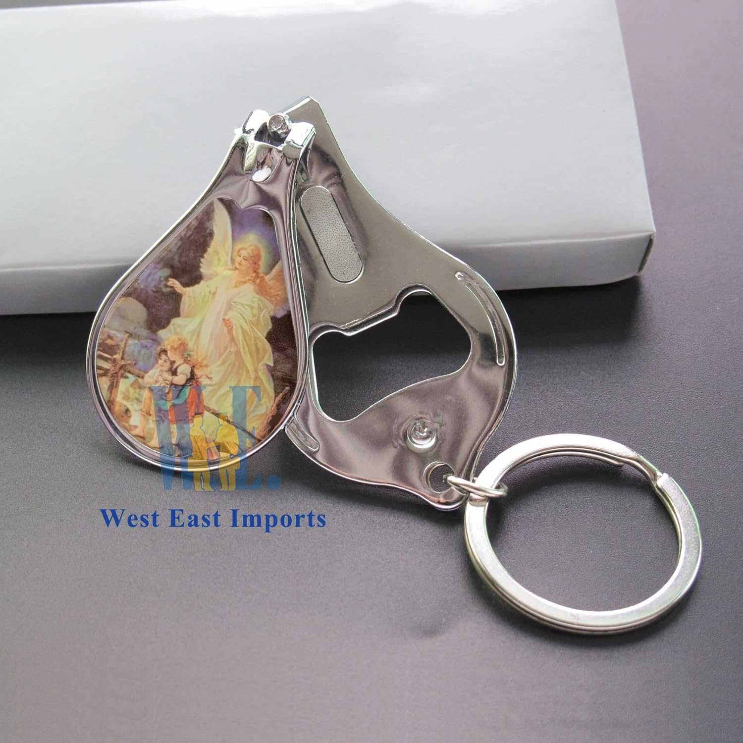 12 Pcs Guardian Angel Keychain with Nail Clipper and Bottle Opener