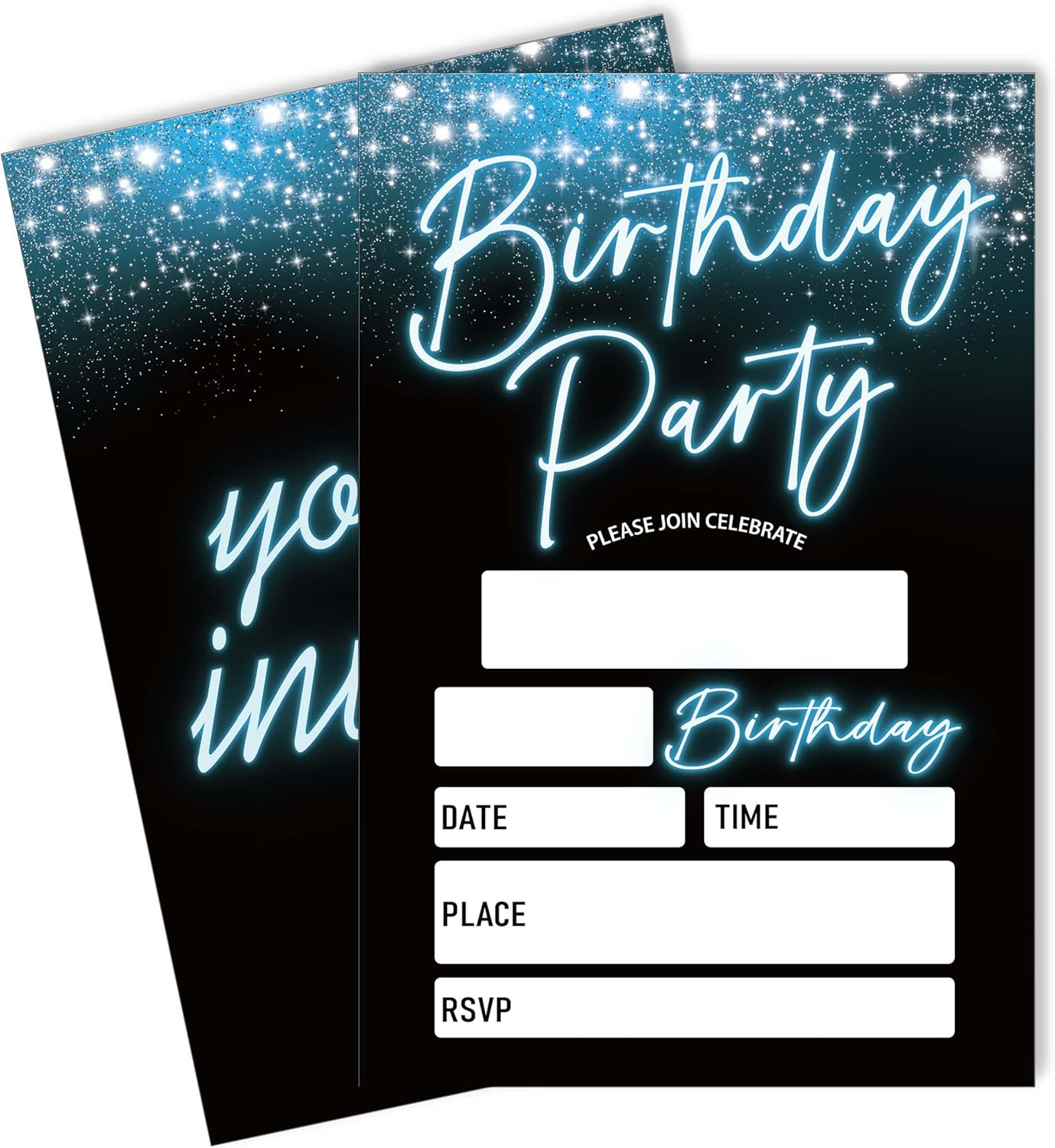 20 Pack Blue Birthday Invitations with Envelopes