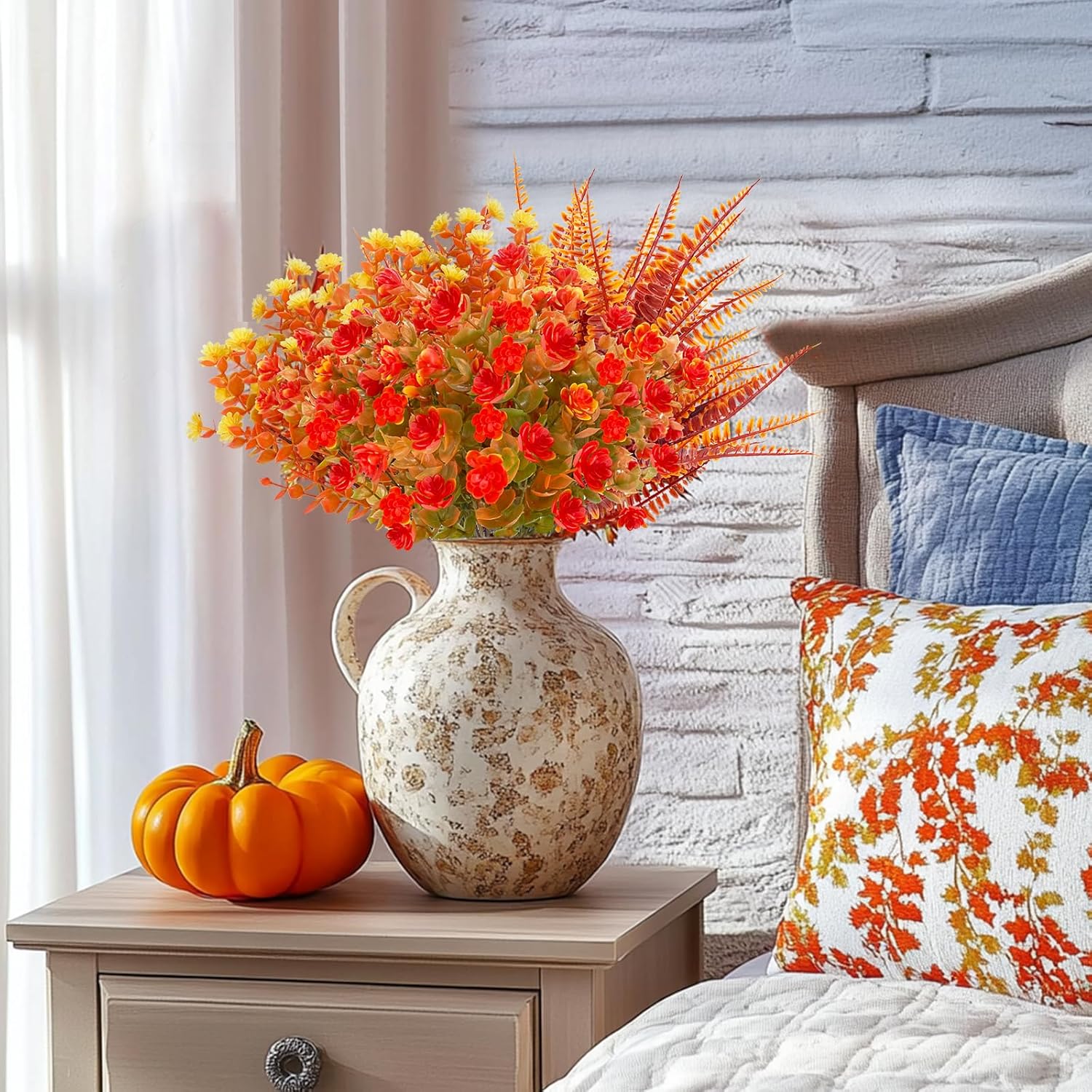 20 Bundles Artificial Fall Flowers for Outdoor Decorations