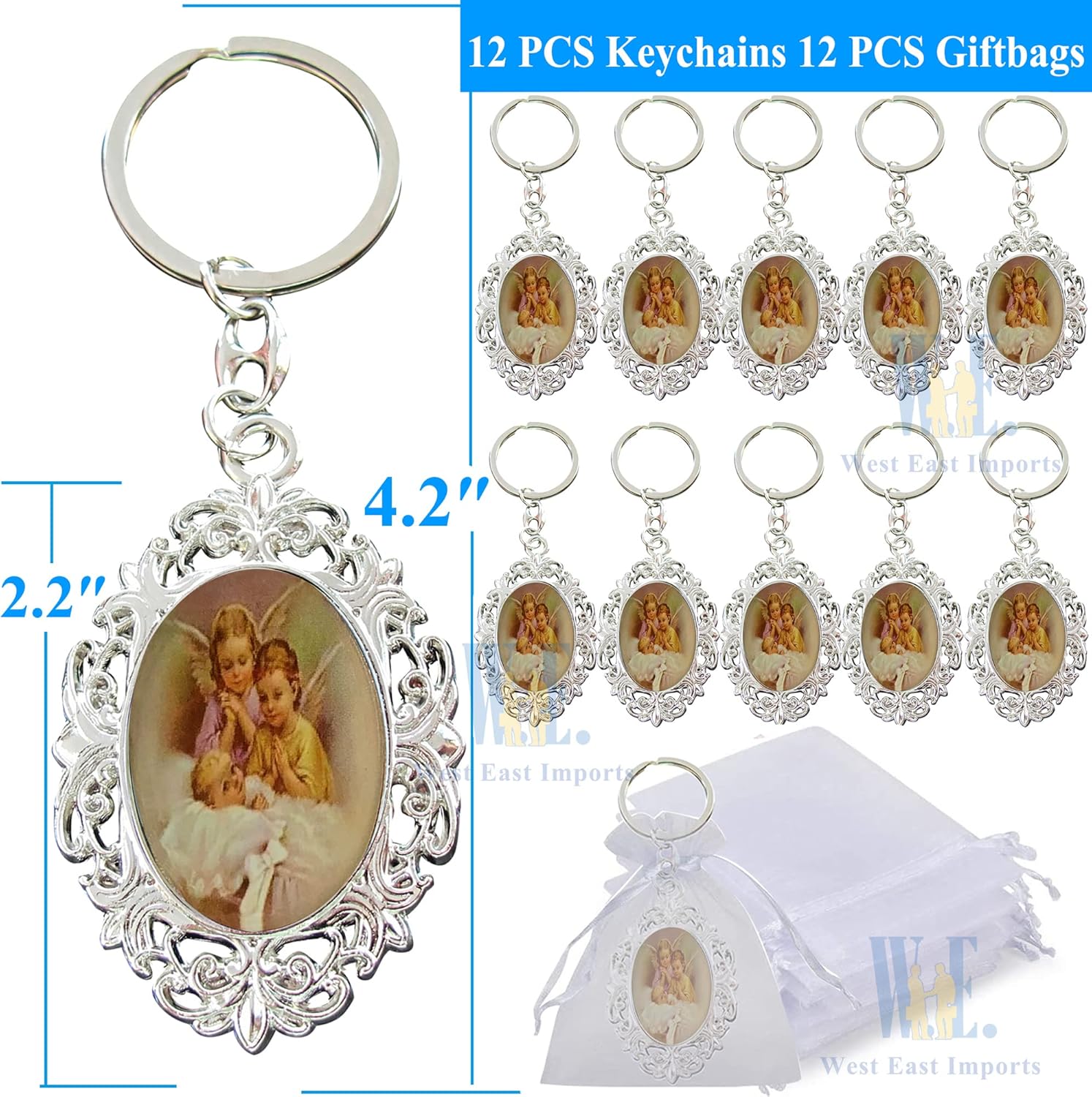 WE Personalized Baptism Party Favor 12 PCS Guardian Angel Keychain