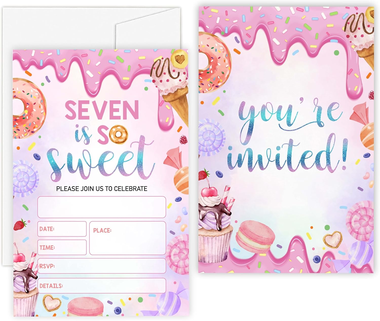 Donut Candyland Birthday Invitations Set of 20