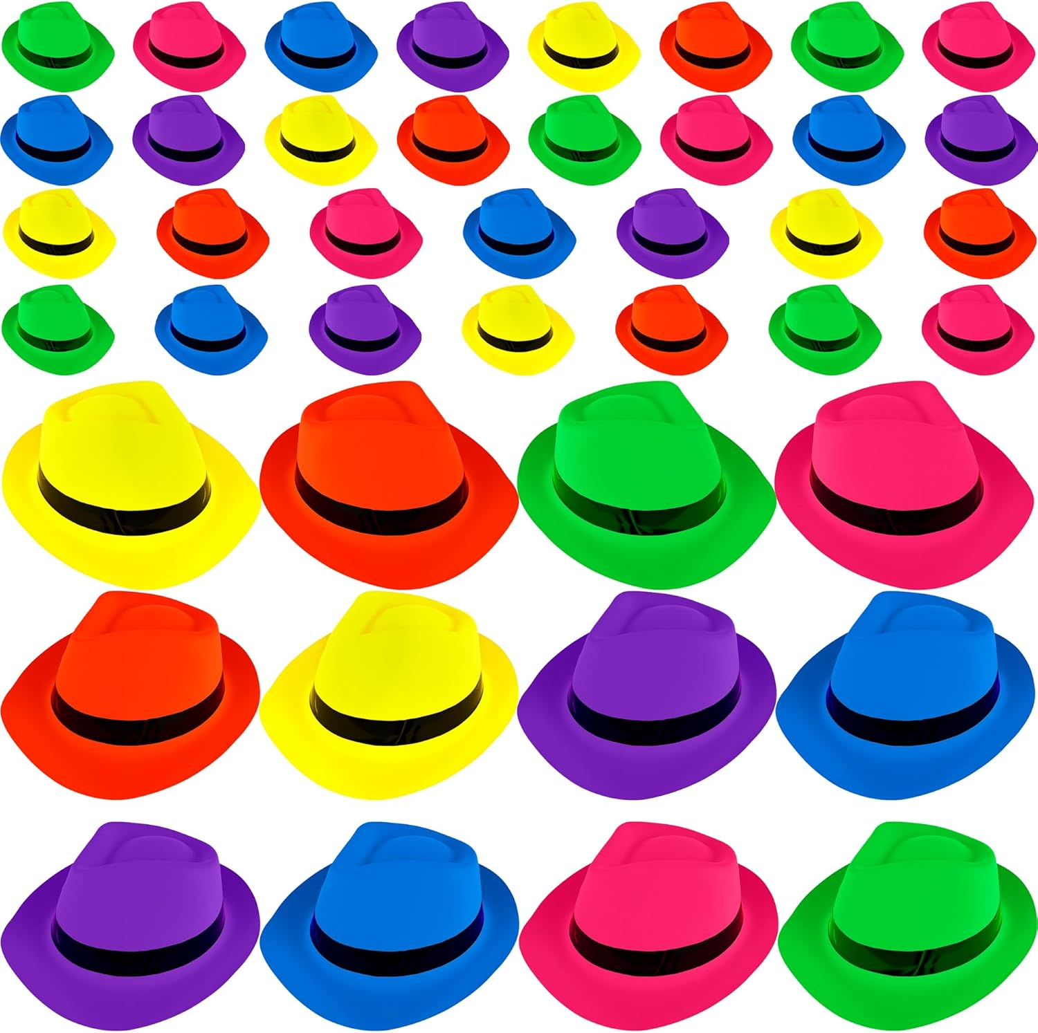 42 Pcs Neon Party Hats for Birthday Celebrations and Events