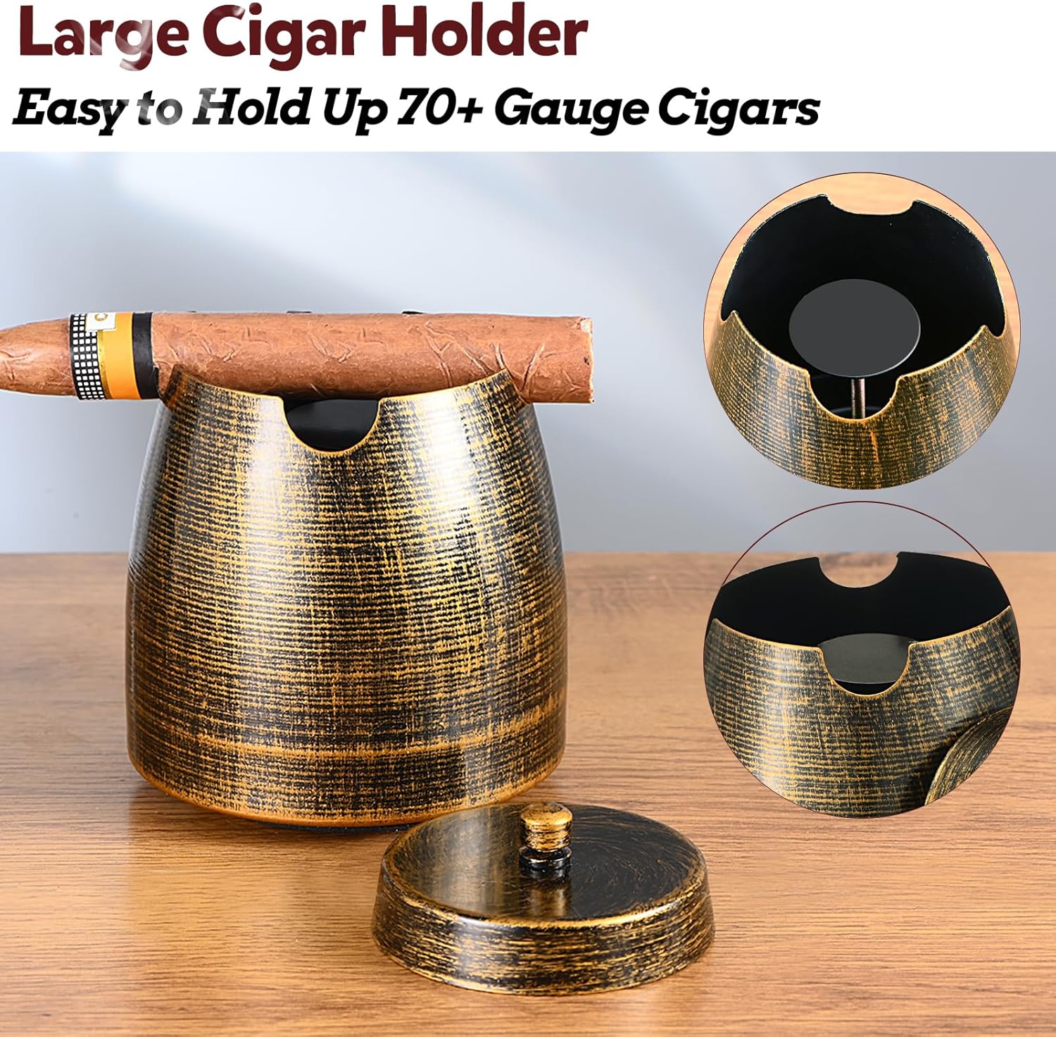 Cigar Ashtray with Lid for Outdoor Patio Use Windproof