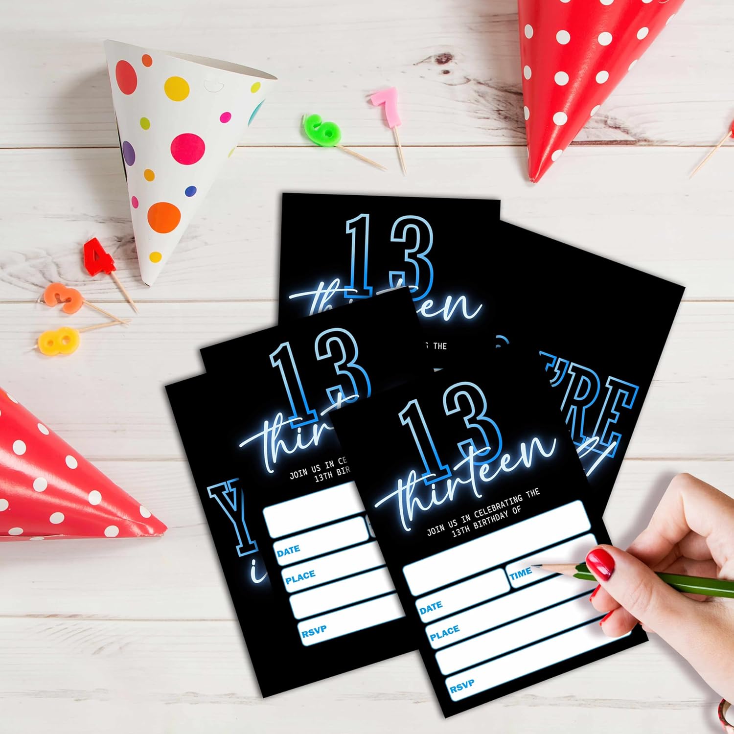 Neon Birthday Invitations for Boys 25 Double Sided Cards