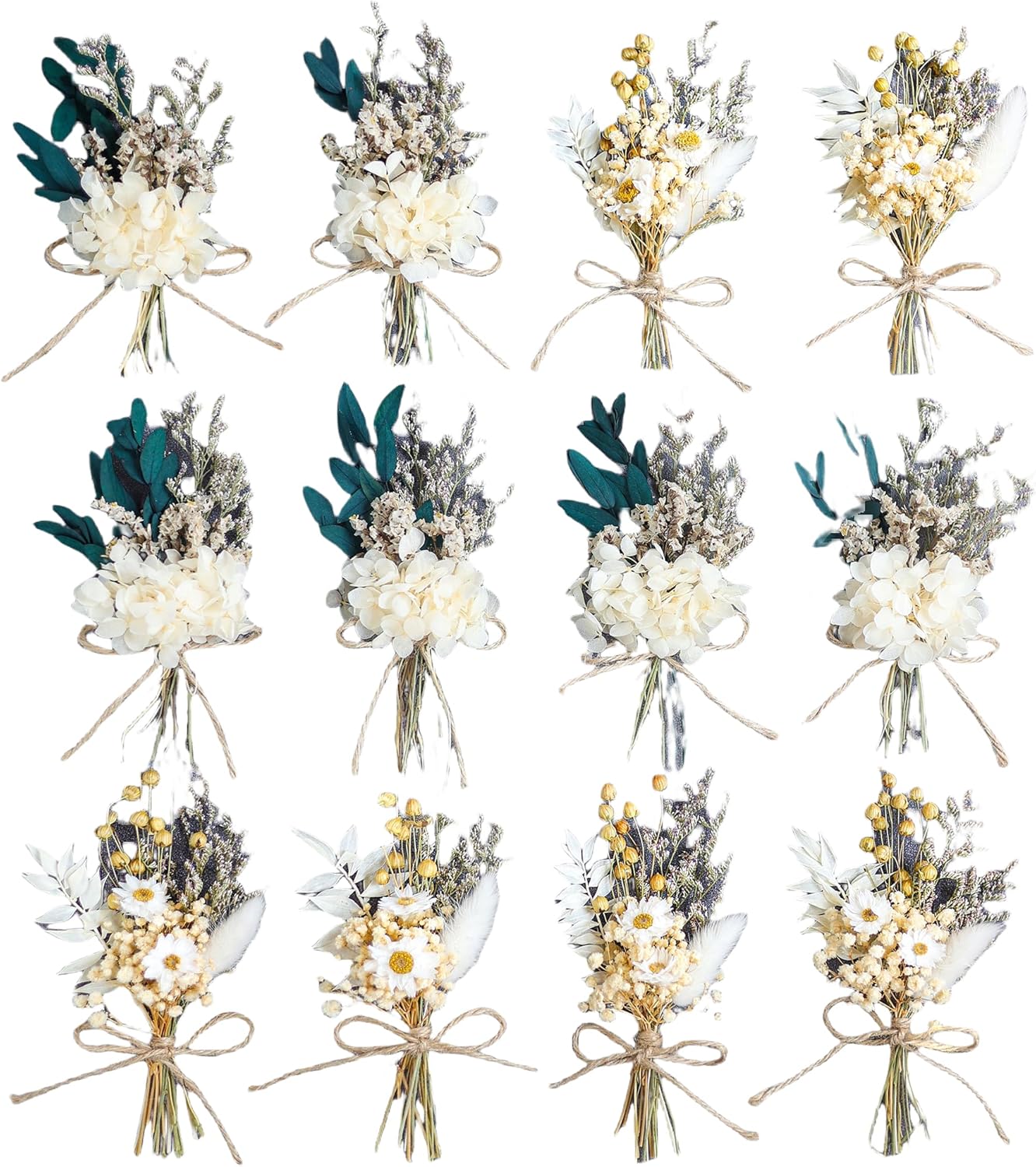Xins Convey Mini Dried Flower Bouquet Set Pack of 12 Gray