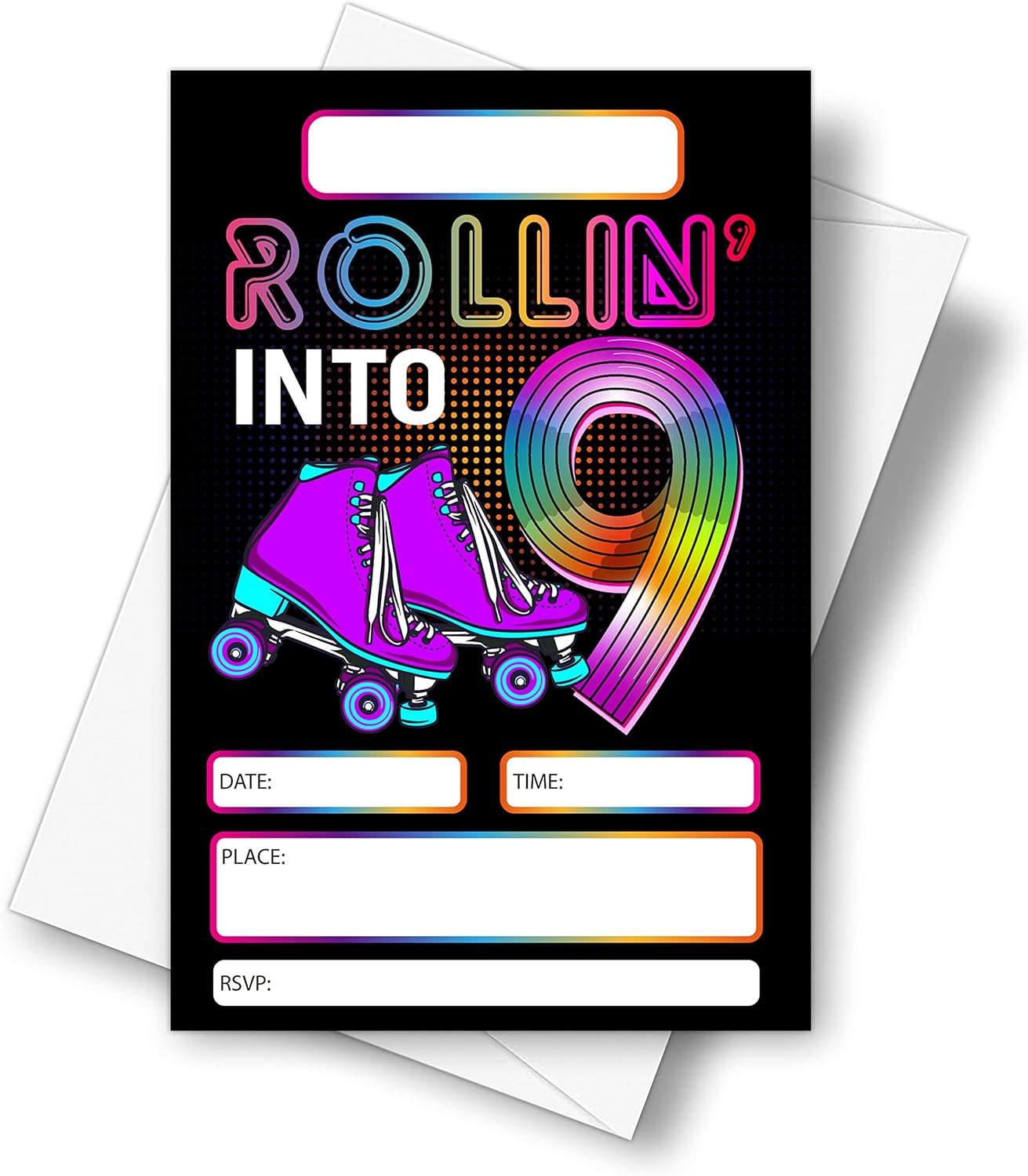 DETIHO 4x6 Roller Skating Birthday Invitations 20 Sets