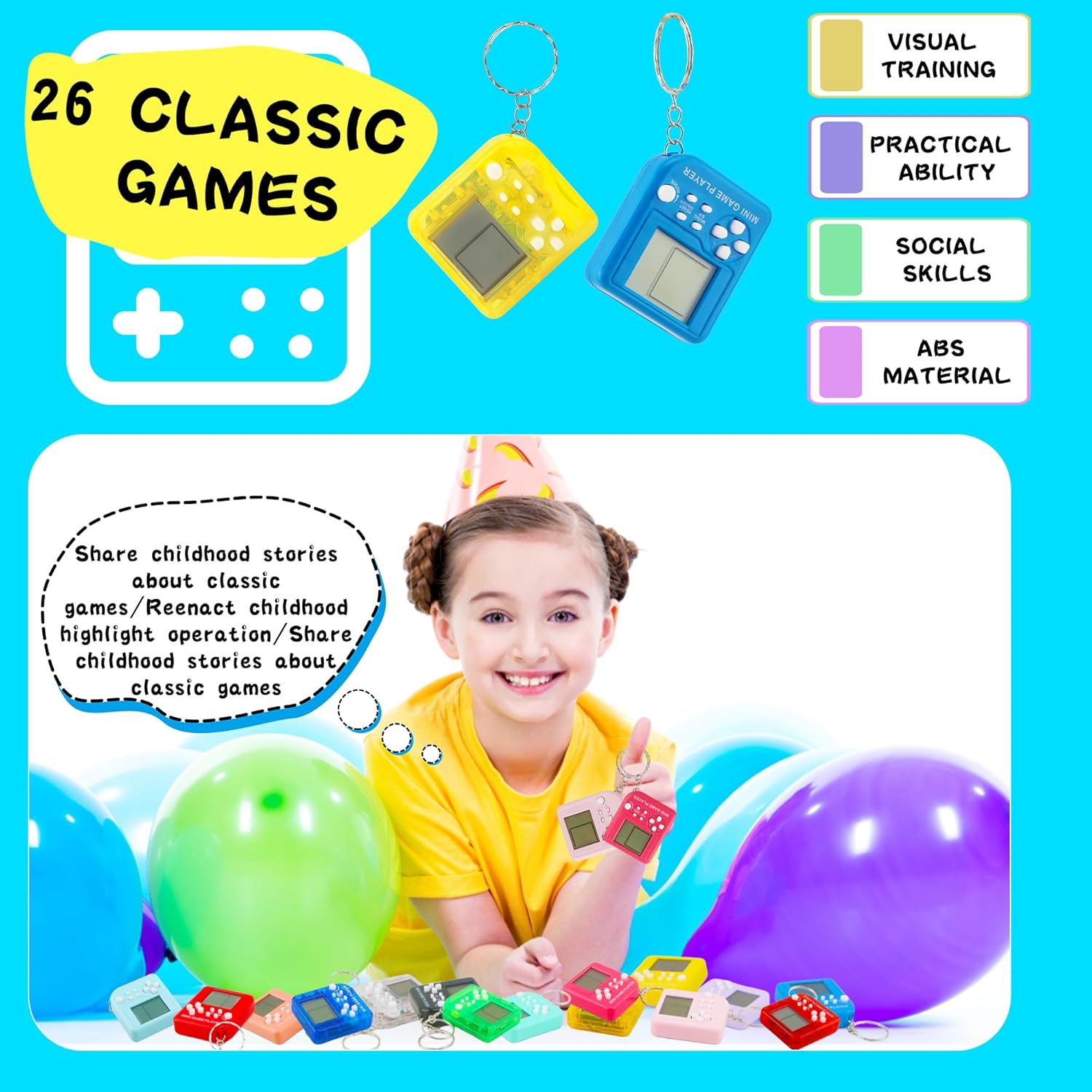 30 Pack Mini Video Game Keychains for Gifts and Parties