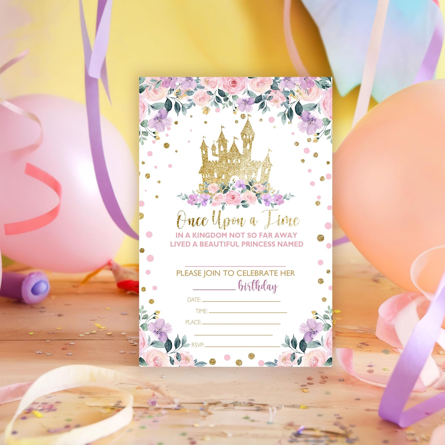 Princess Birthday Invitations with 25 Envelopes