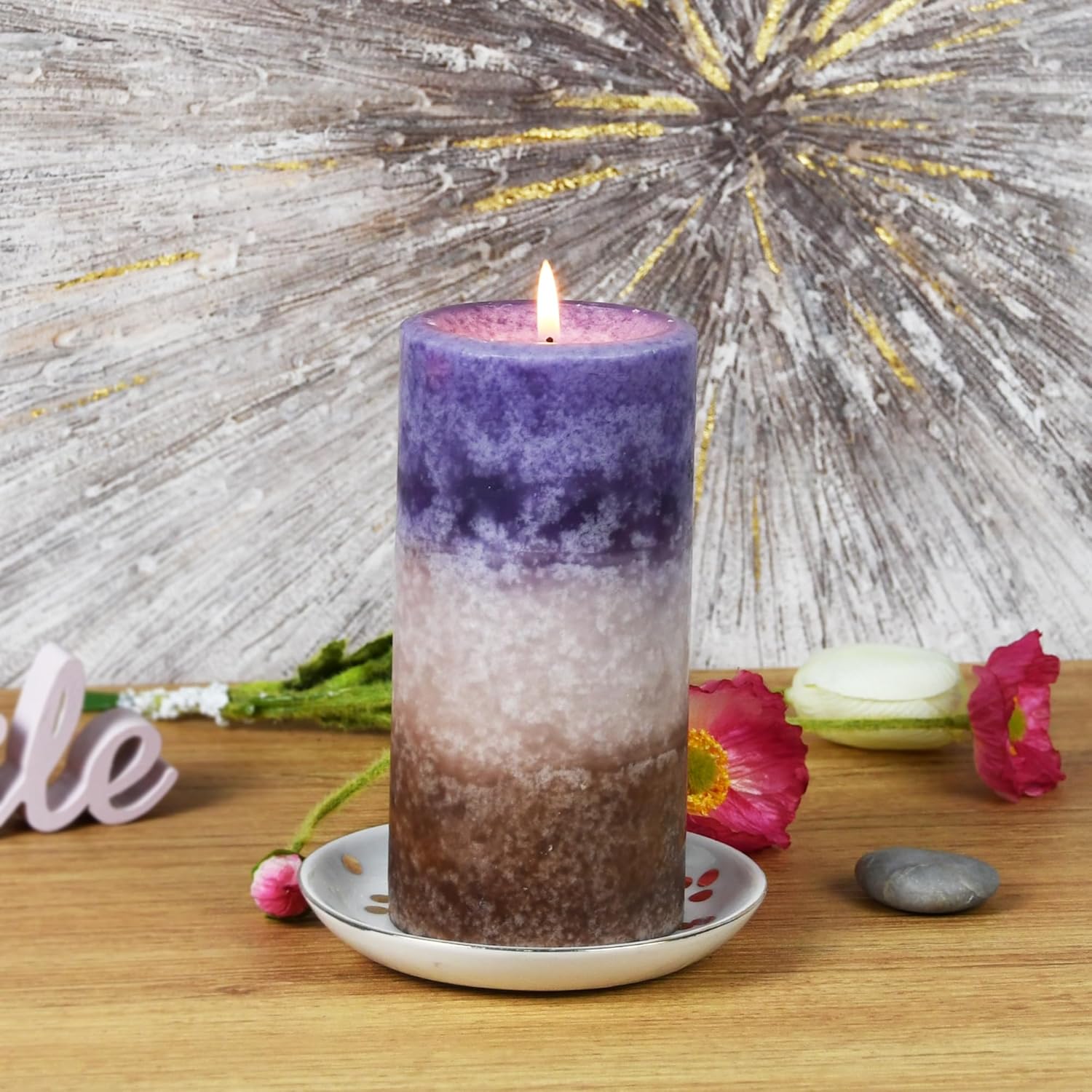 6 Inch Purple Sand Scented Pillar Candle 1