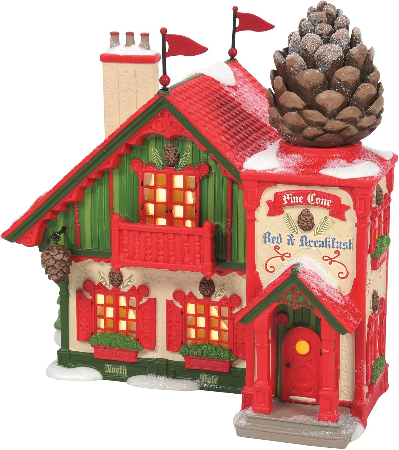 Department 56 North Pole Village Pine Cone Bed and Breakfast Light Building