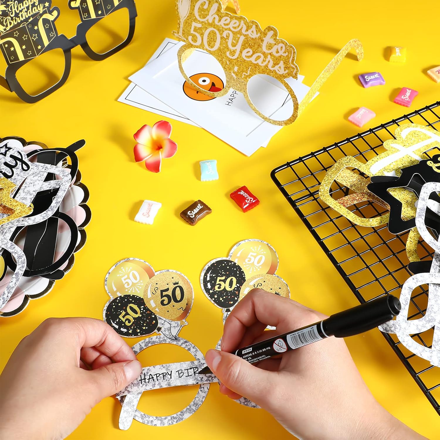 Threan 36 Pcs 50th Birthday Paper Eyeglasses