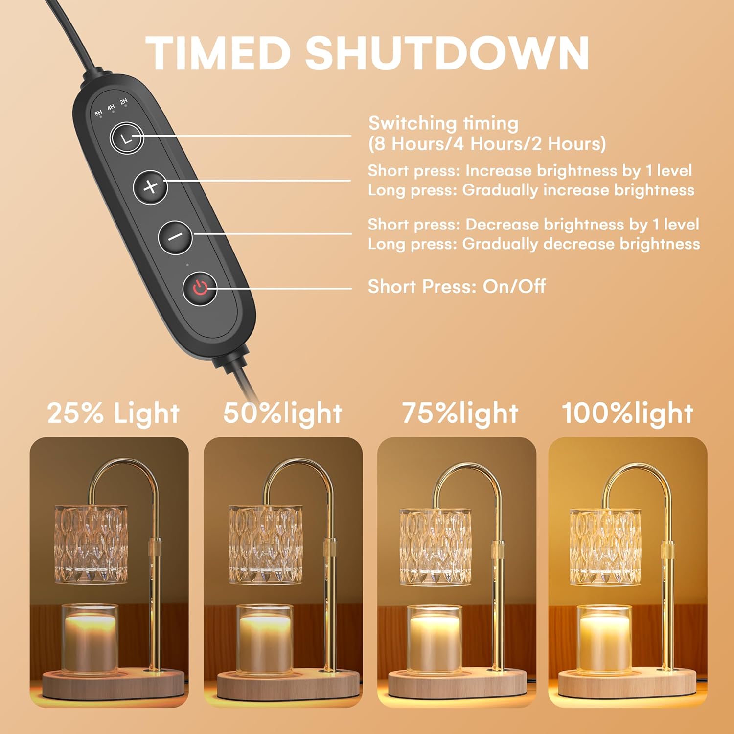 Candle Warmer Lamp with Adjustable Height and Timer