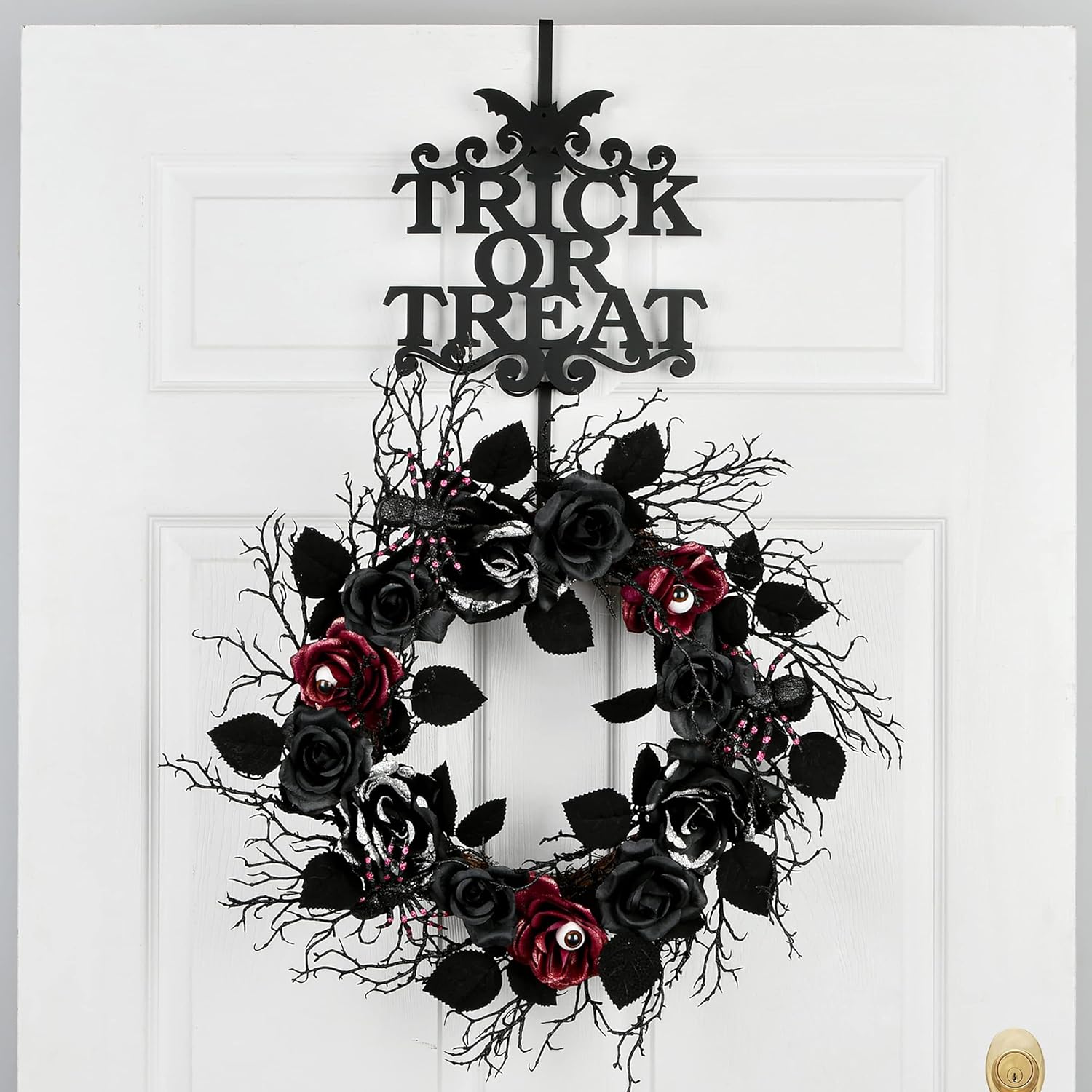 National Tree Company Trick or Treat Wreath Hanger Black 19 Inches