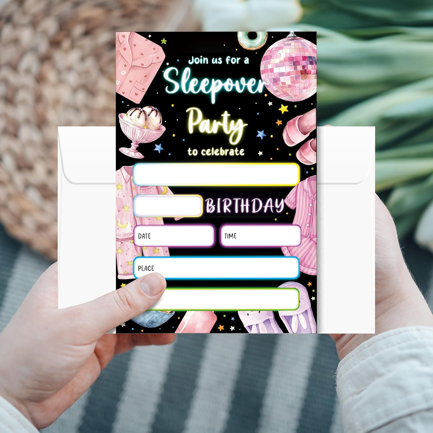 Slumber Birthday Invites with Envelopes 20pcs
