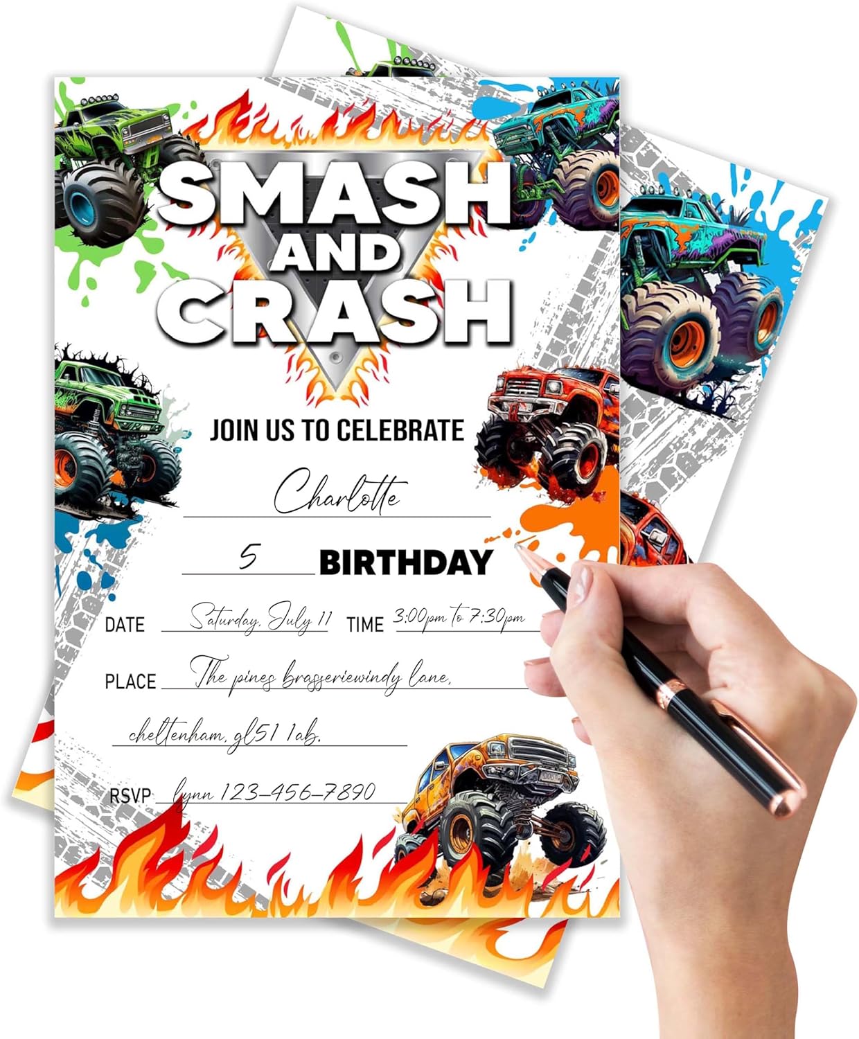 4x6 Truck Birthday Invitations with Envelopes