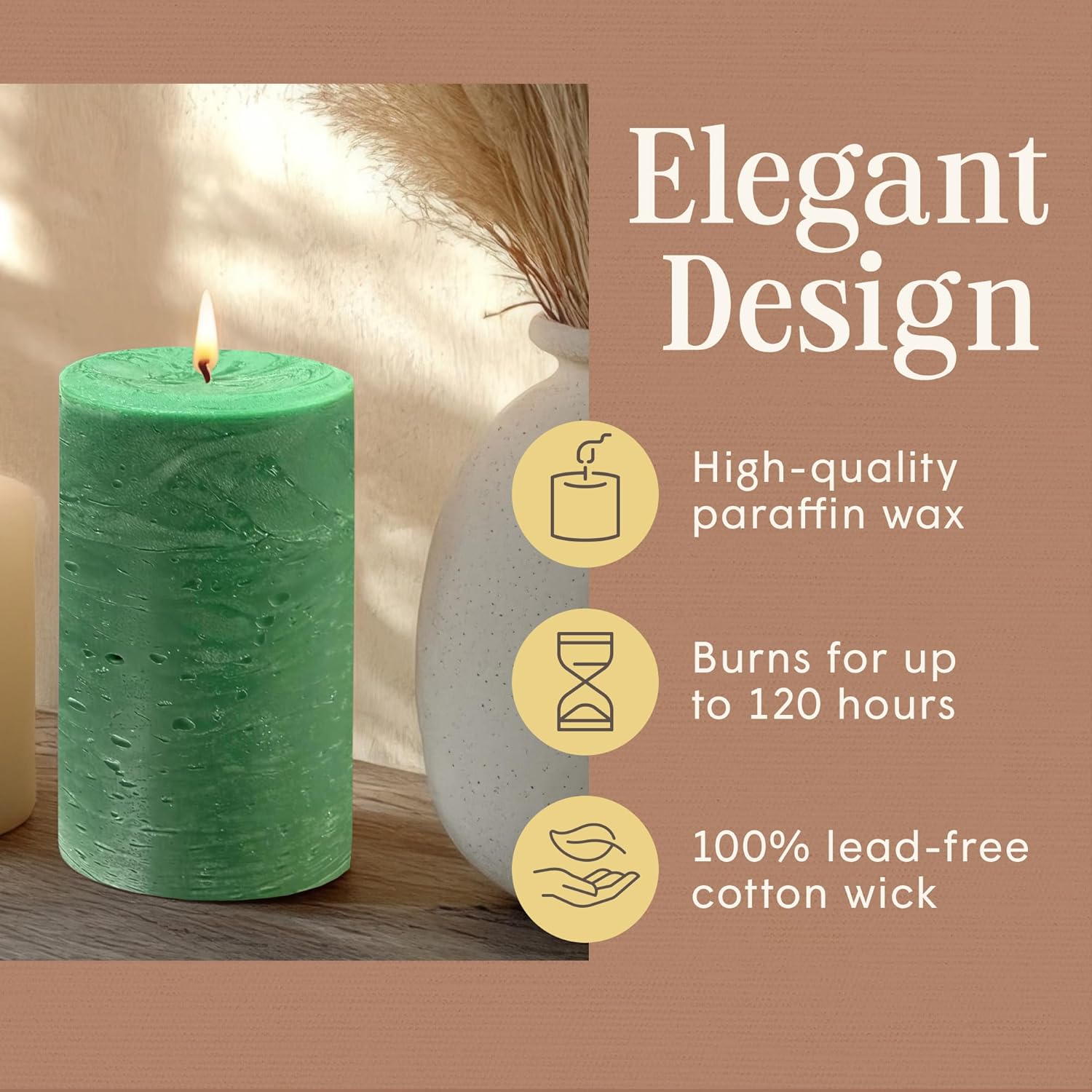 Mister Candle Unscented Green Pillar Candle 4x6