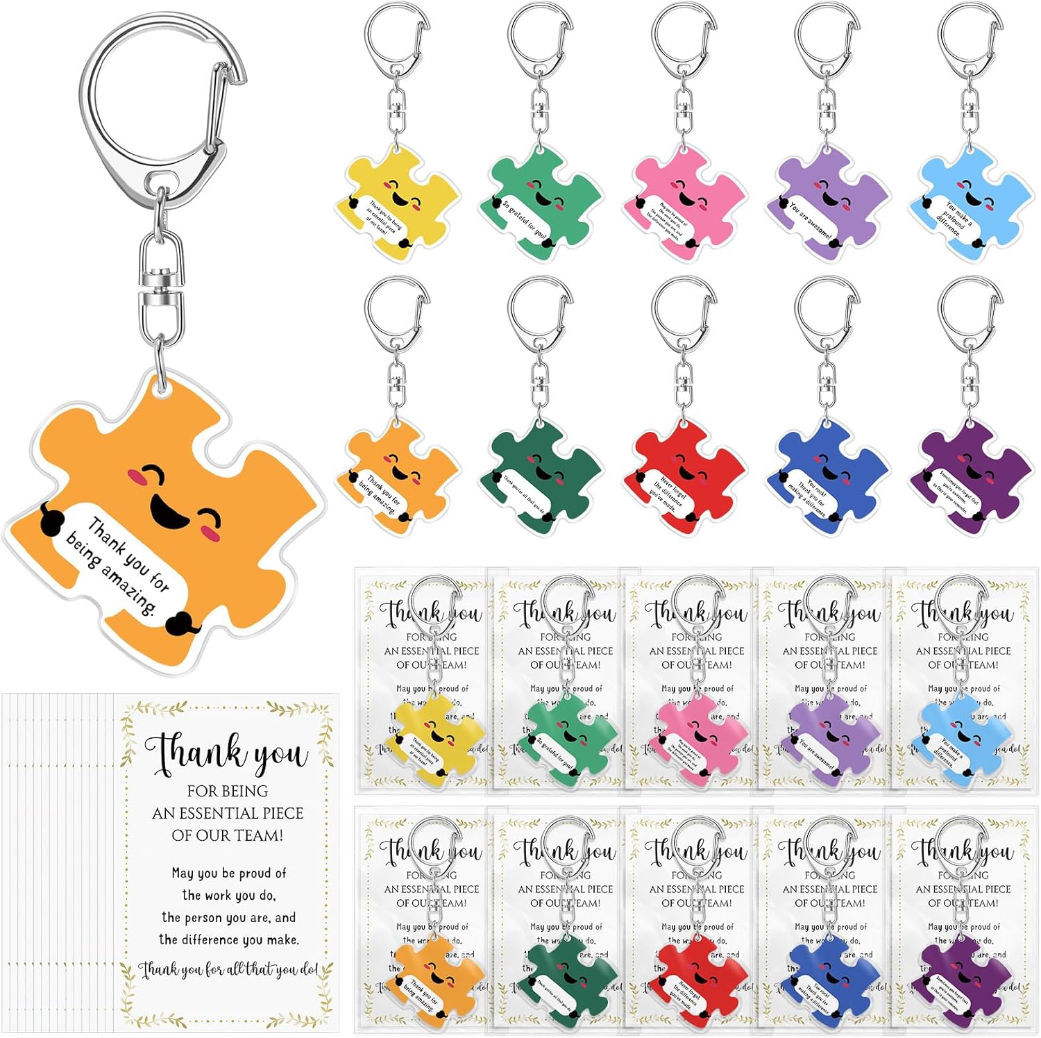 Geelin Team Puzzle Keychain Gift Set for Employees and Teachers