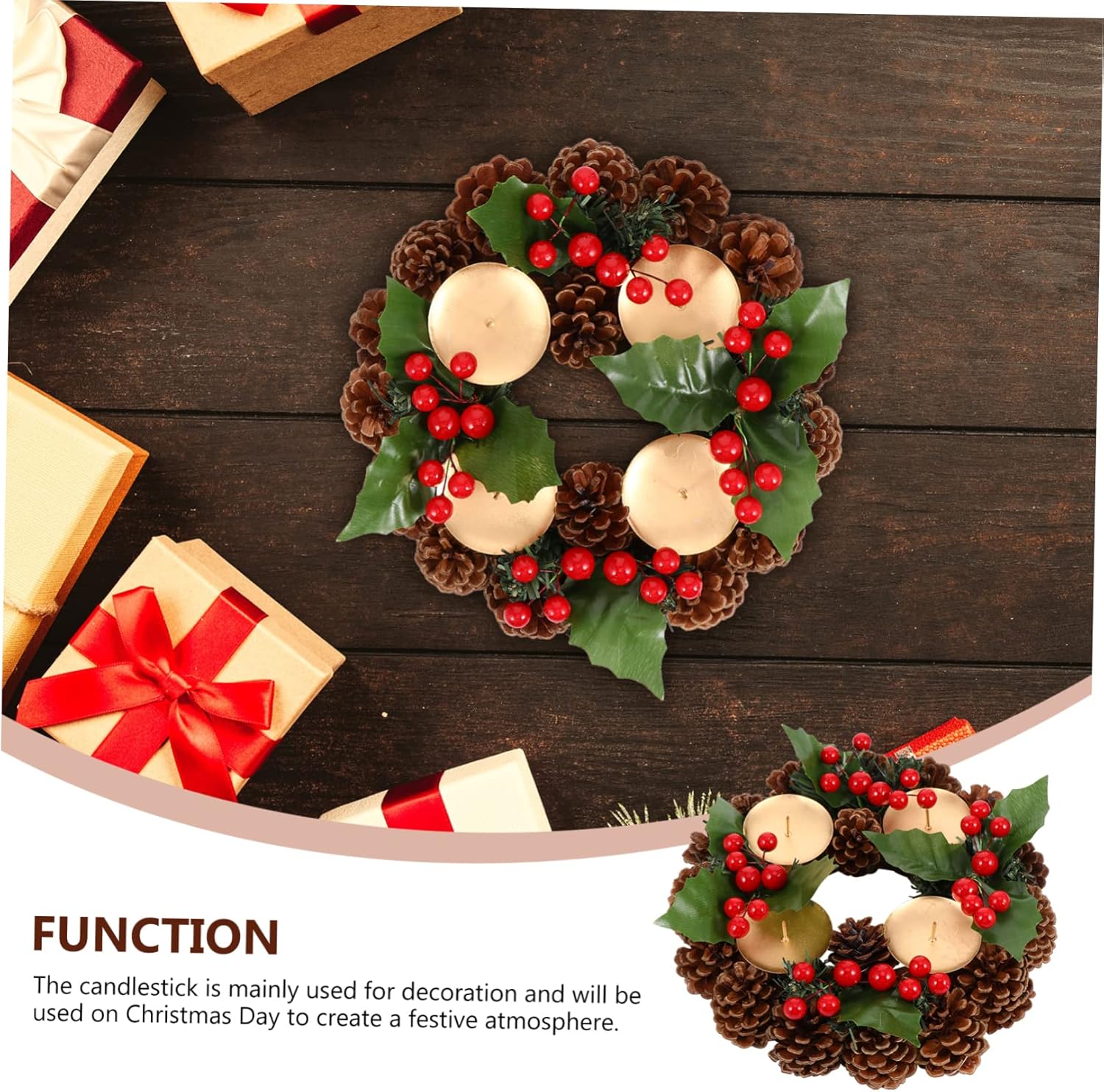 Zerodeko Christmas Wreath Candle Holder