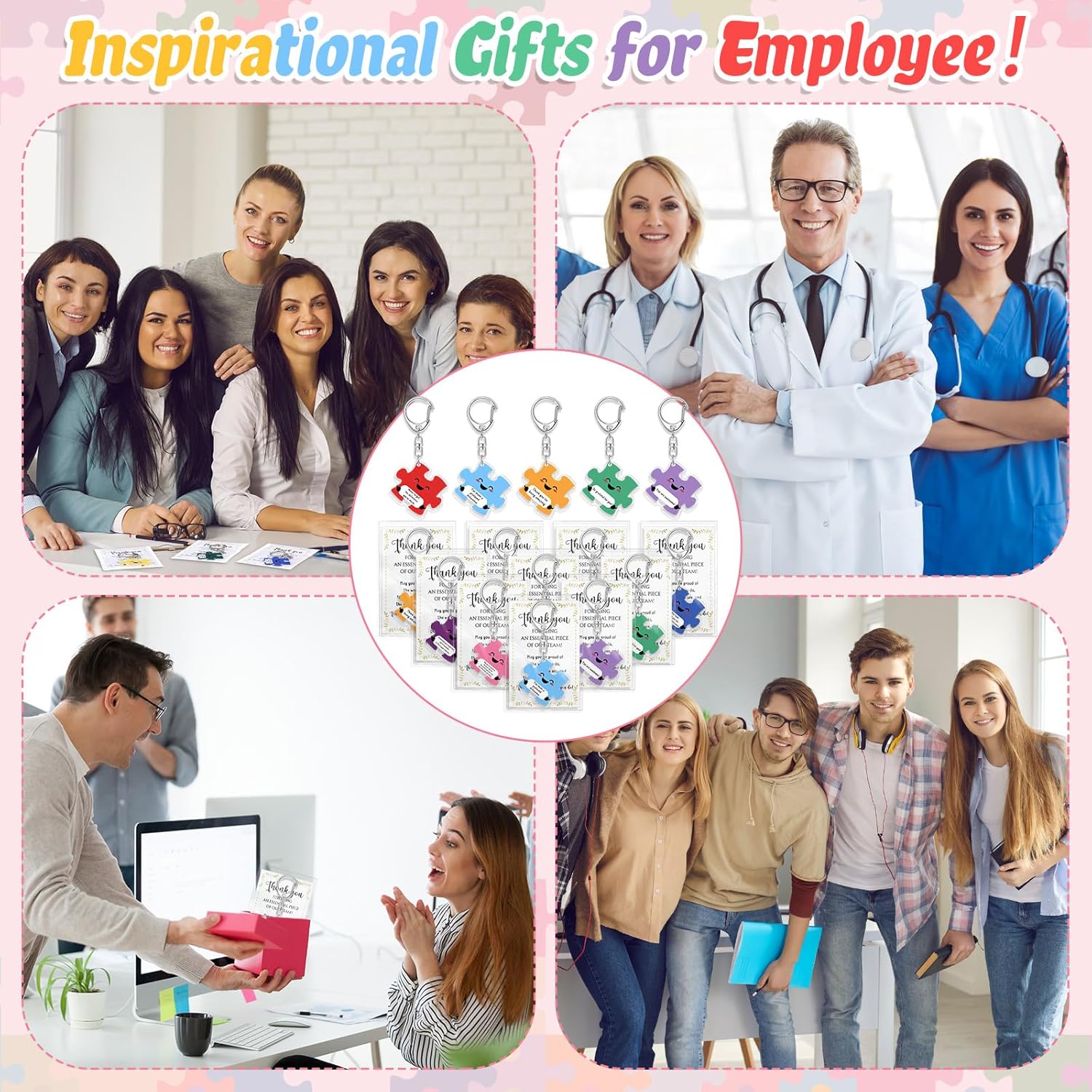 Geelin Team Puzzle Keychain Gift Set for Employees and Teachers