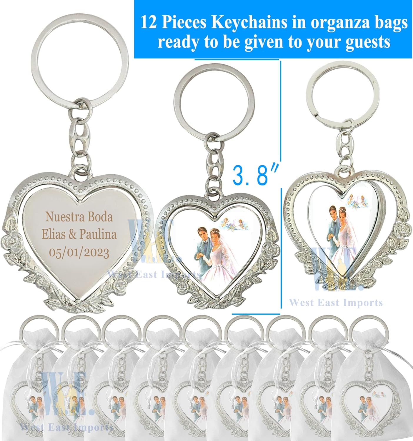Naisian Personalized Wedding Keychain Favor Set
