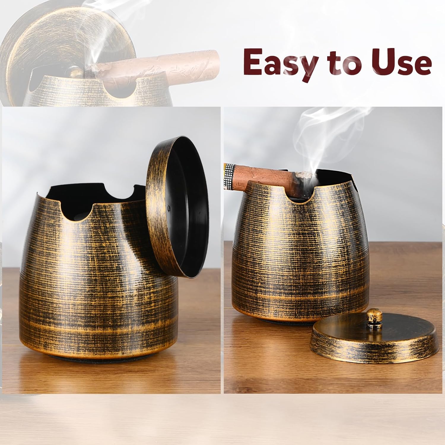 Cigar Ashtray with Lid for Outdoor Patio Use Windproof
