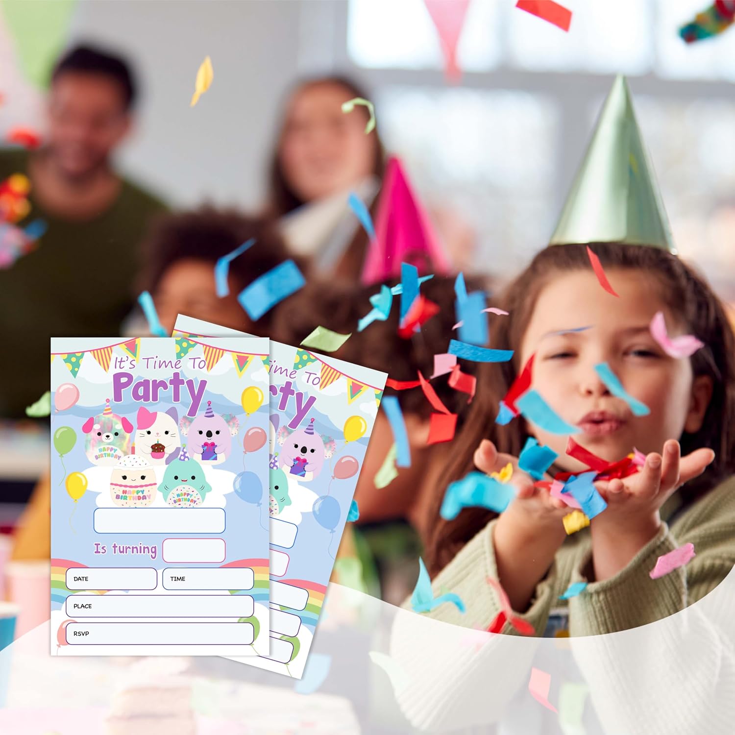 Squish Birthday Invitation Cards with Envelopes Pack of 20 4x6 1
