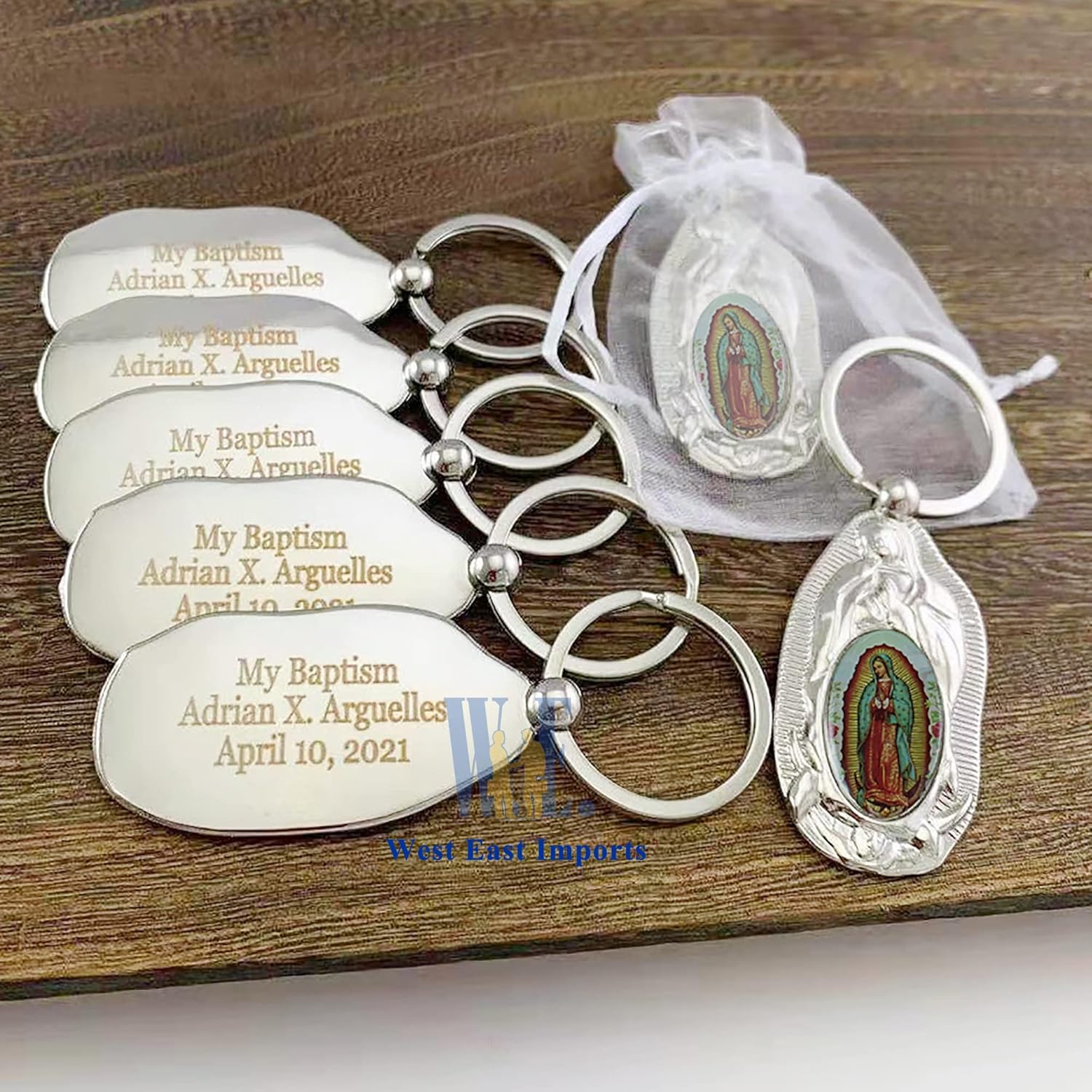 Personalized First Communion Keychain Favor 12 PCS Silver