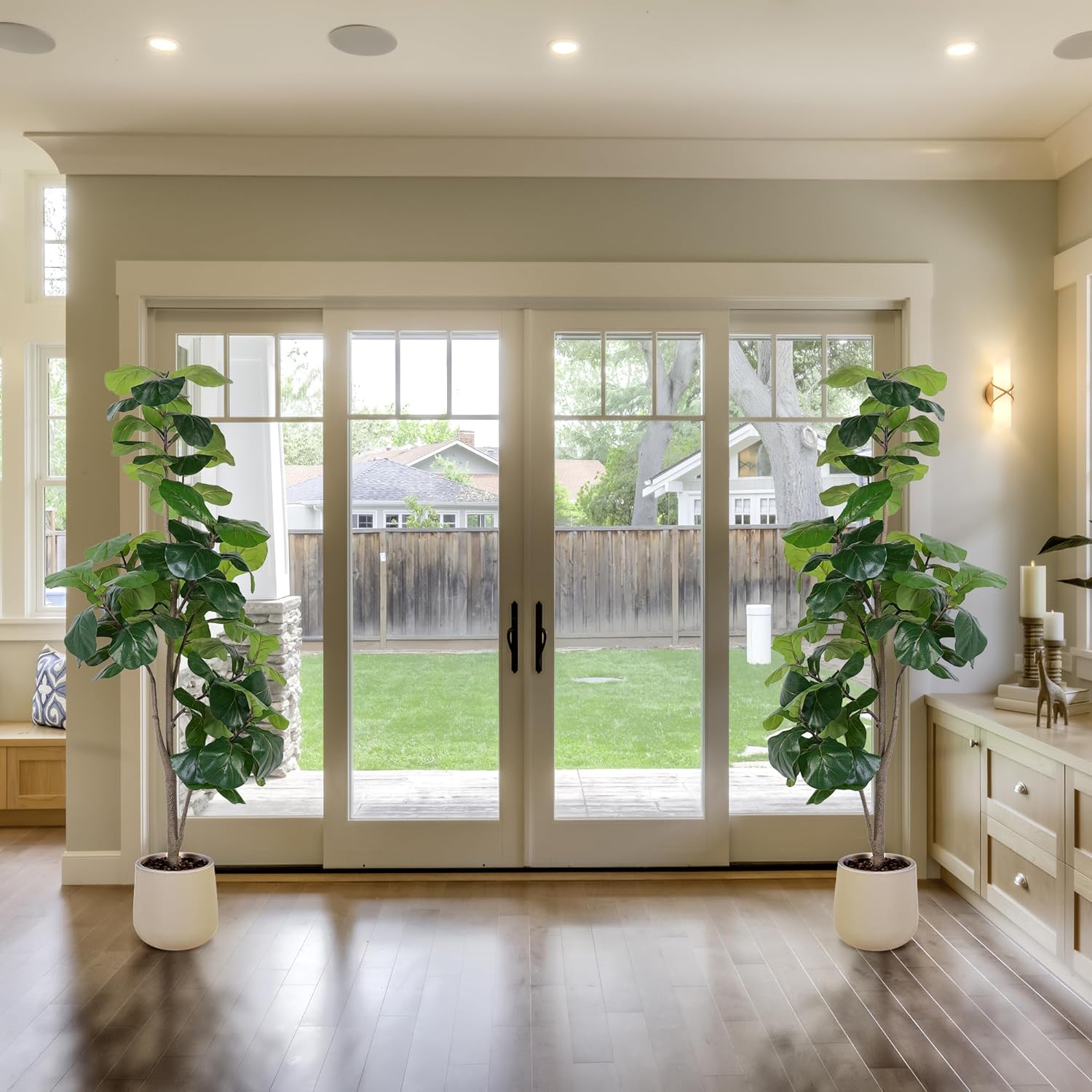 6ft Artificial Fiddle Leaf Fig Tree with White Planter 1
