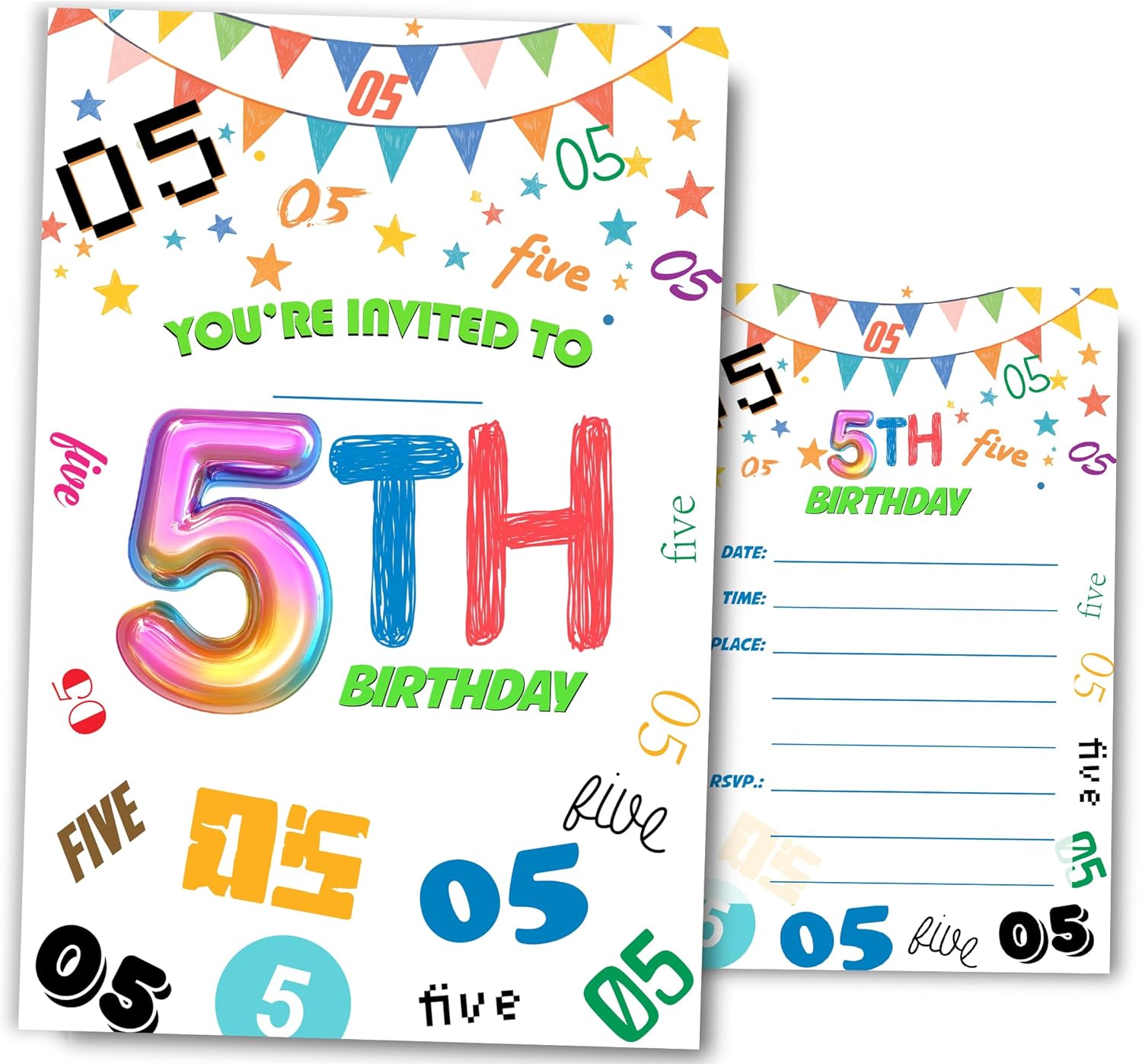 5th Birthday Invitations 4x6 Inches 30 Sets