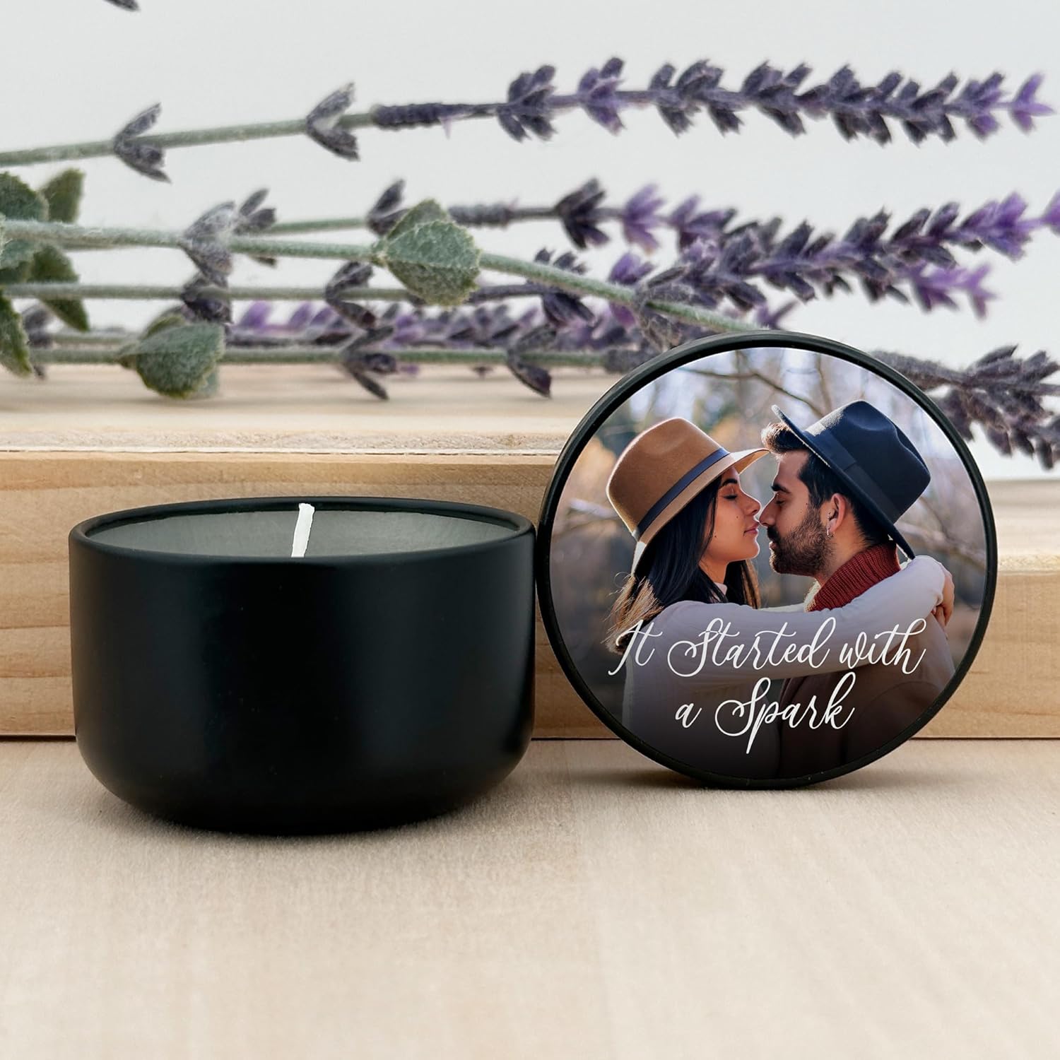 Personalized Candles with Photo Custom Wedding Favor Tin Set