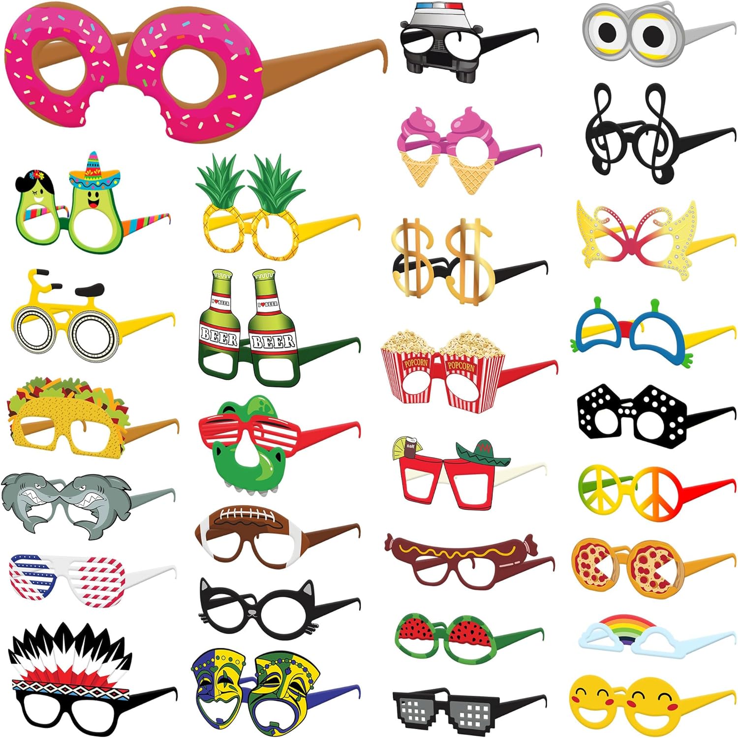 PixiPy Funny Paperboard Photo Booth Props - 30pc Hawaiian Theme