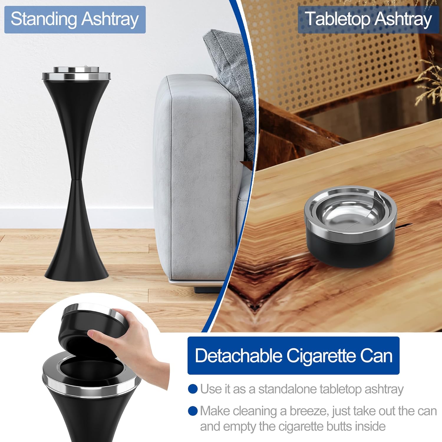 Reliancer Floor Standing Ashtray with Detachable Cigar Container