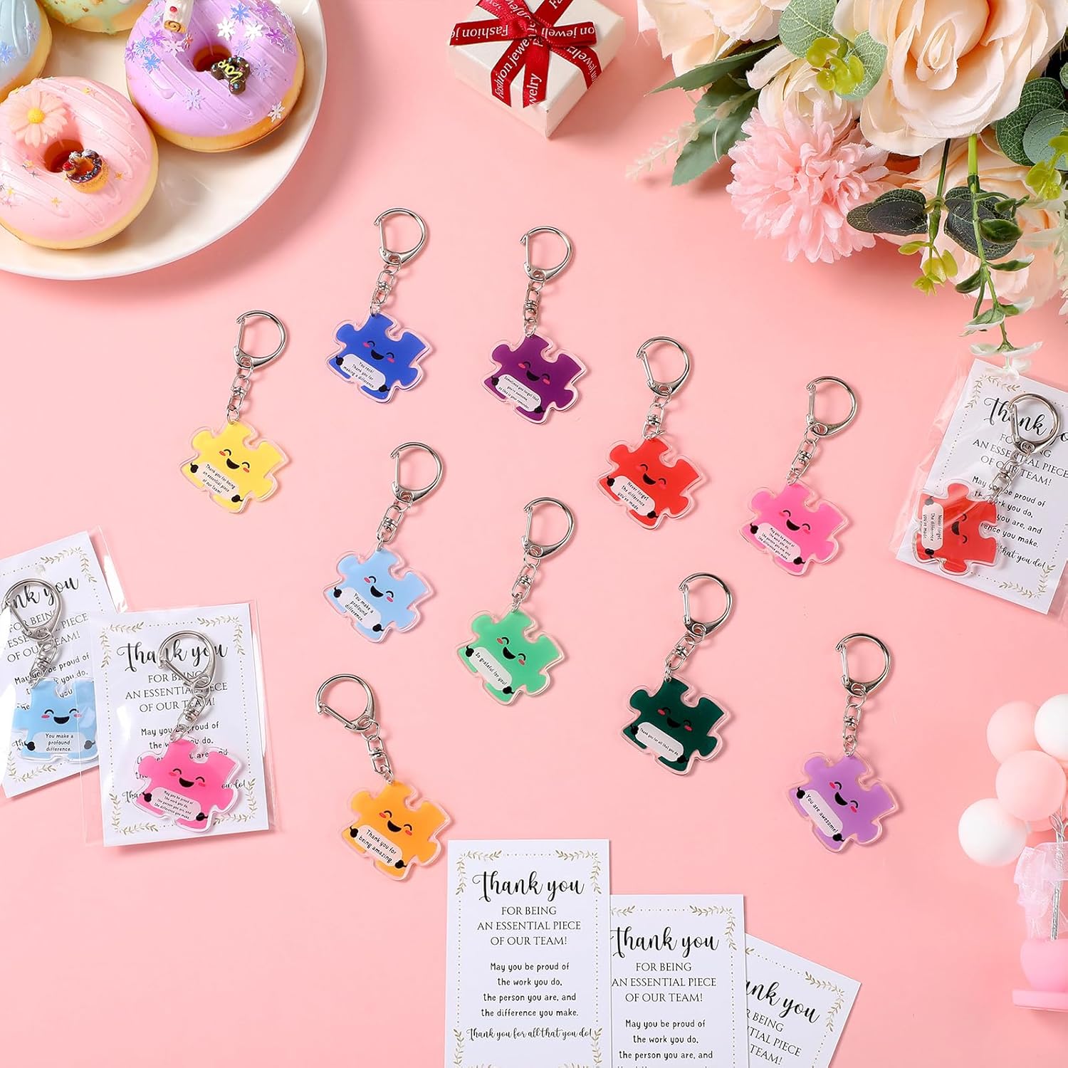 Geelin Team Puzzle Keychain Gift Set for Employees and Teachers