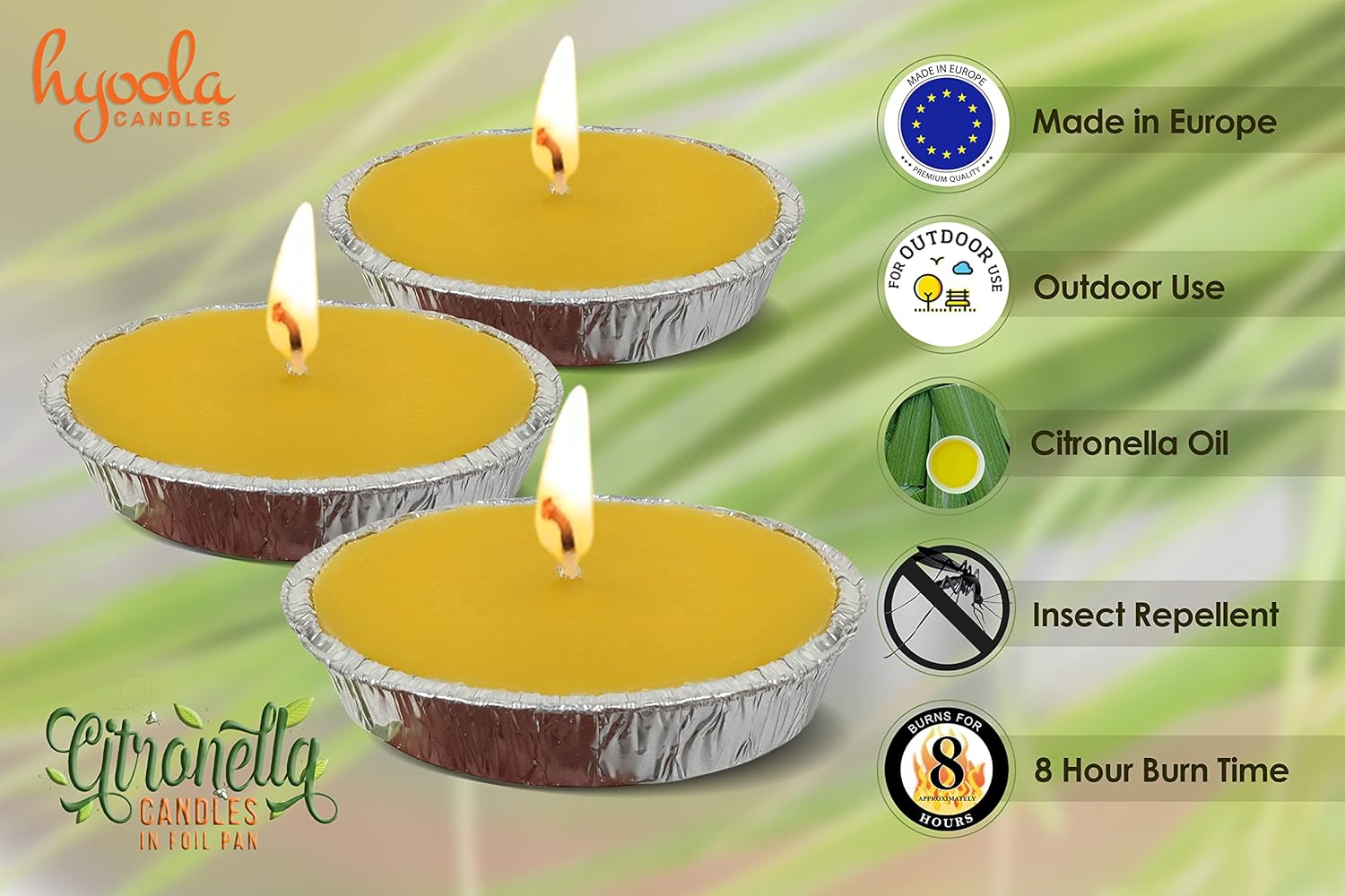Hyoola Citronella Candles 3 Pack Outdoor Indoor