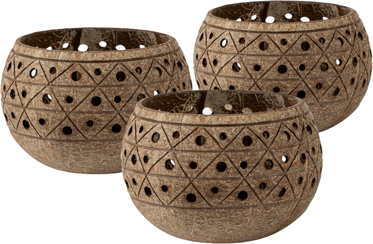 Restaurantware Coco Casa Coconut Shell Candle Holders 4x33 Inch Handcrafted Tan Bowls