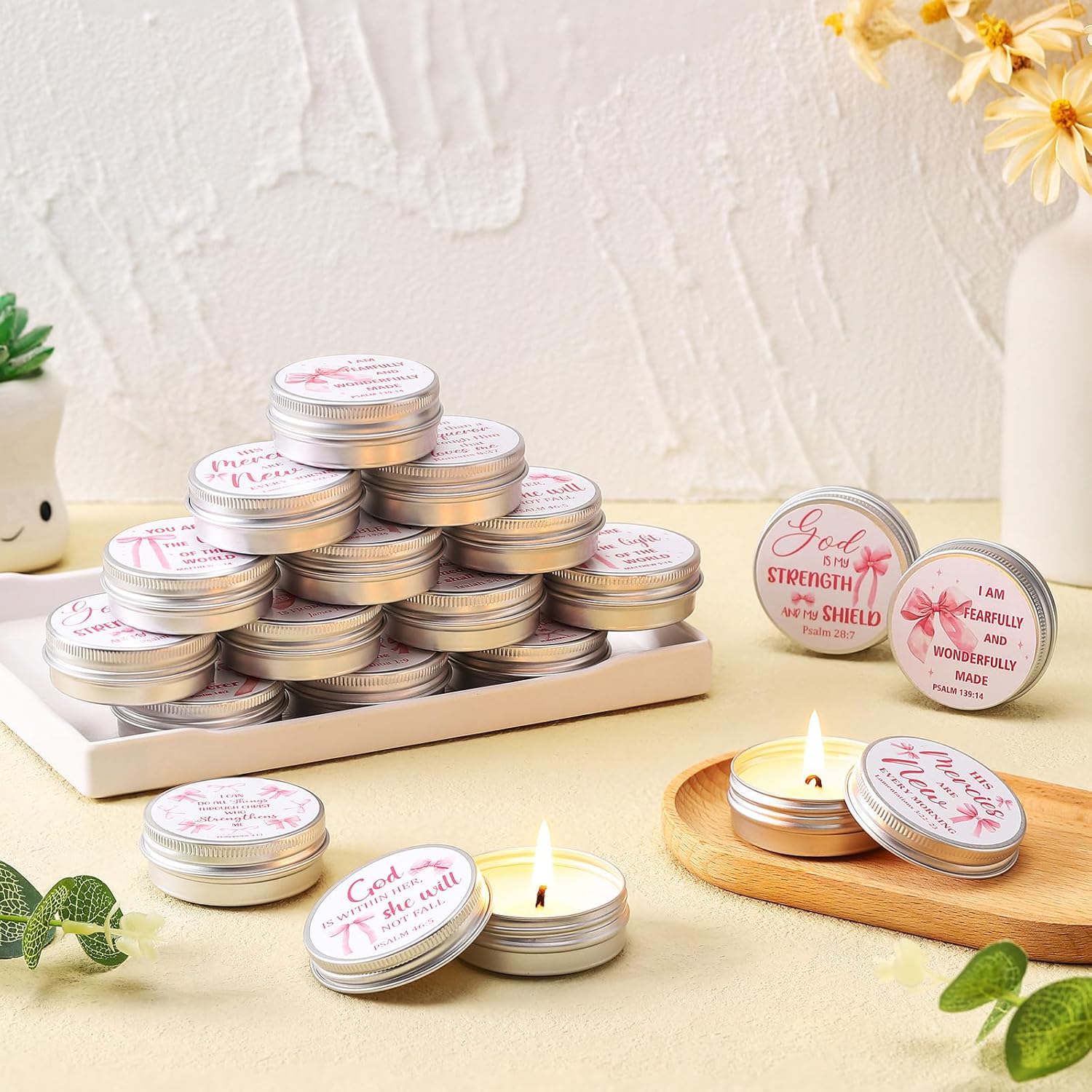 36 Bible Verse Scented Candle Tins with Lids